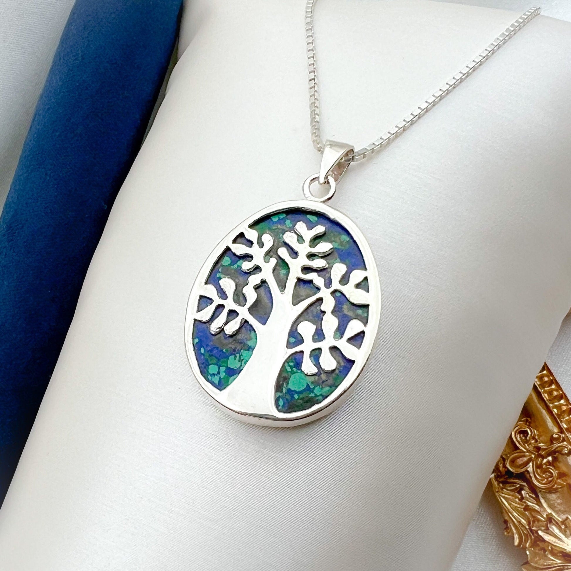 Tree of Life Pendant in Silver 925 with King Solomon (Eilat Stone)