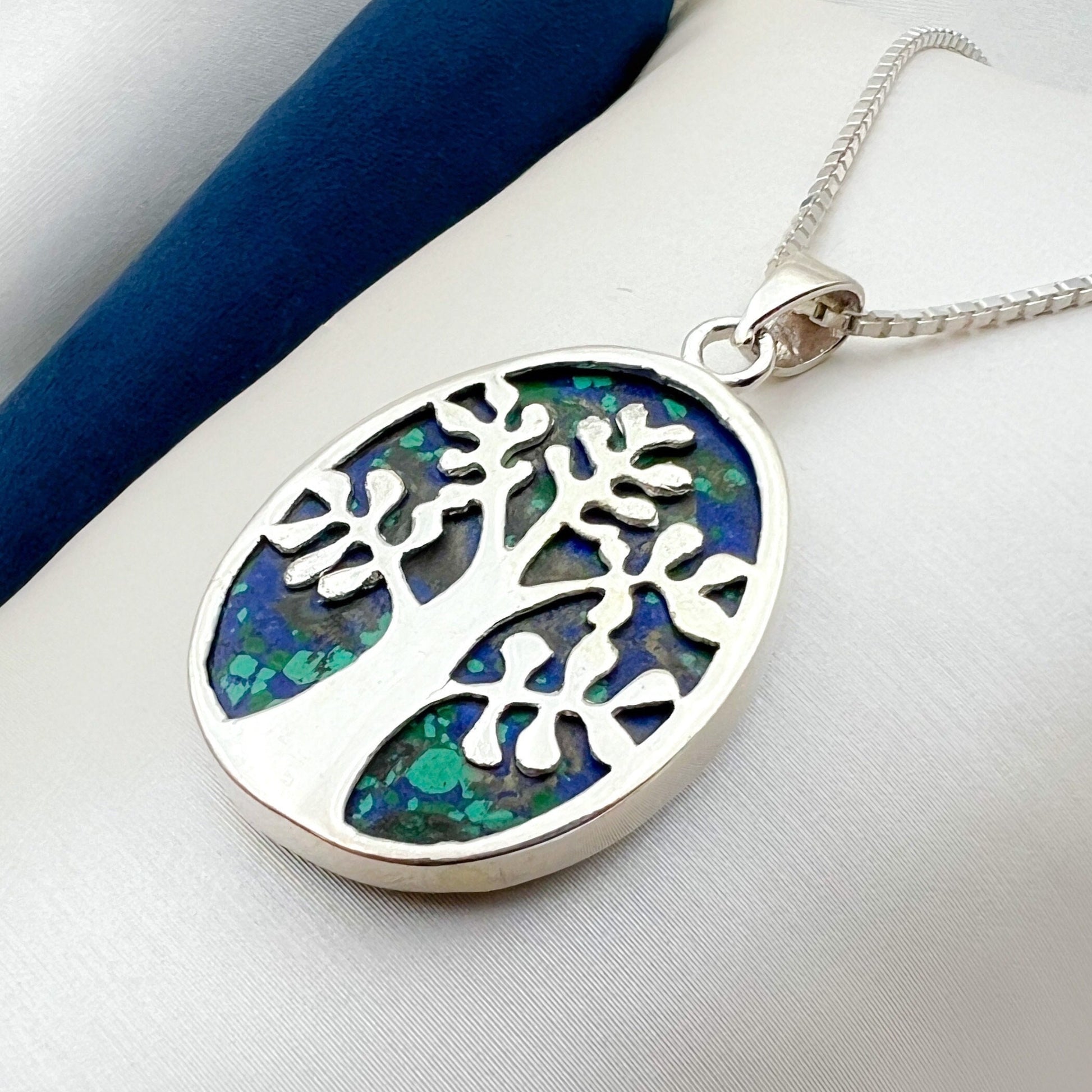 Tree of Life Pendant in Silver 925 with King Solomon (Eilat Stone)