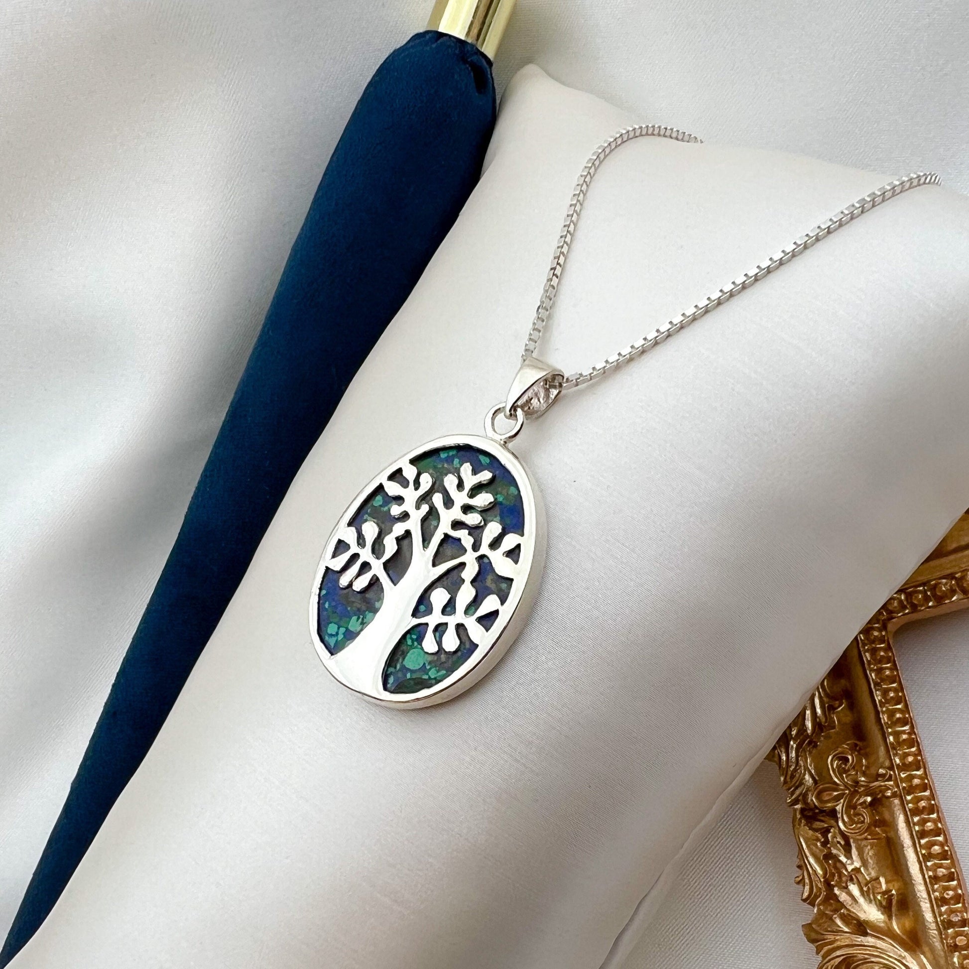 Tree of Life Pendant in Silver 925 with King Solomon (Eilat Stone)