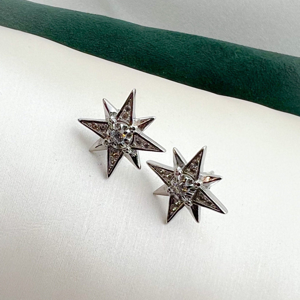 Radiant Star of Bethlehem Earrings in 925 Silver with Sparkling Zircons
