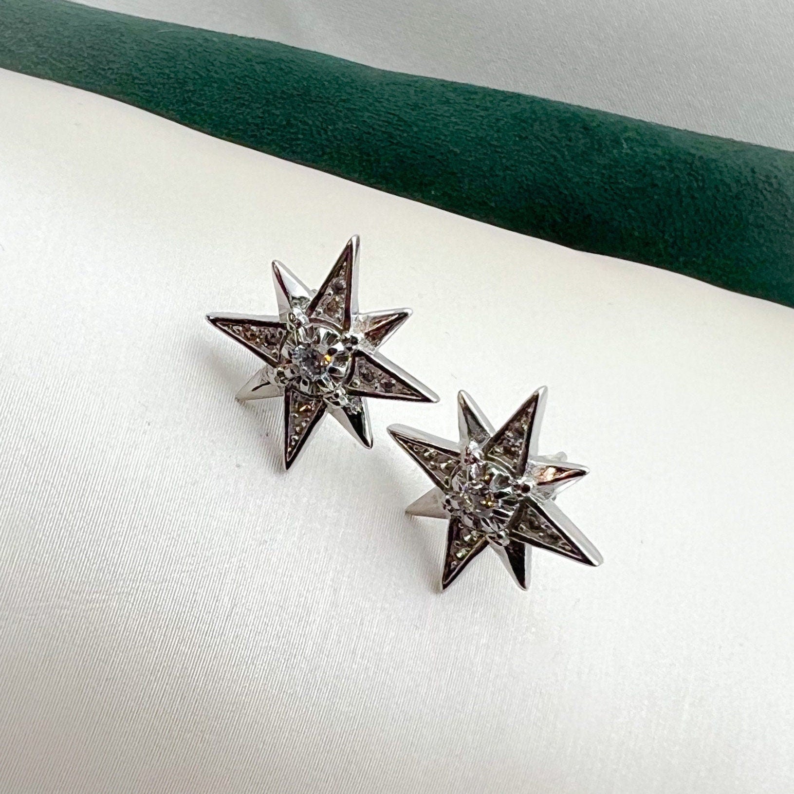 Radiant Star of Bethlehem Earrings in 925 Silver with Sparkling Zircons