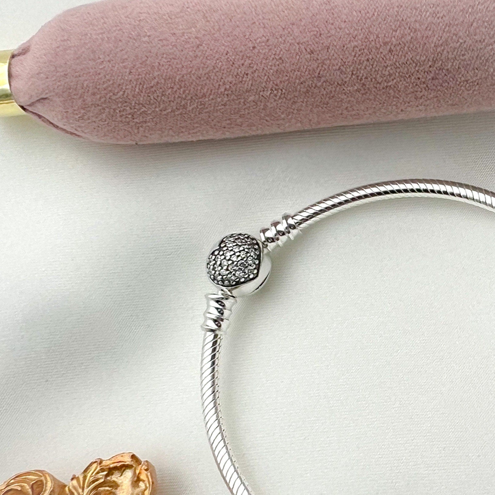 Sterling Silver Heart-Lock Bracelet with Sparkling Zirconia