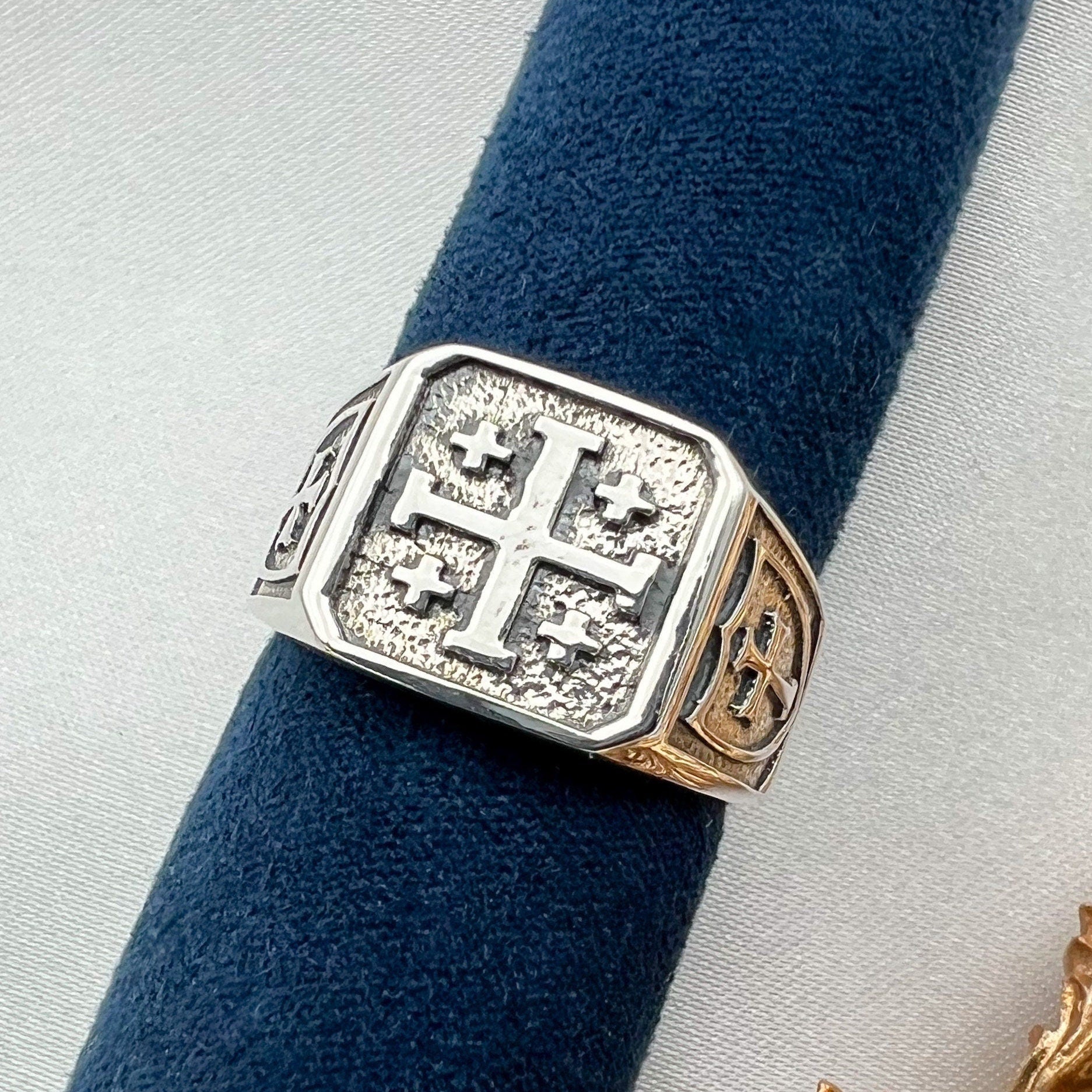 Holy Land Jerusalem Cross Ring - Handcrafted in Silver 925