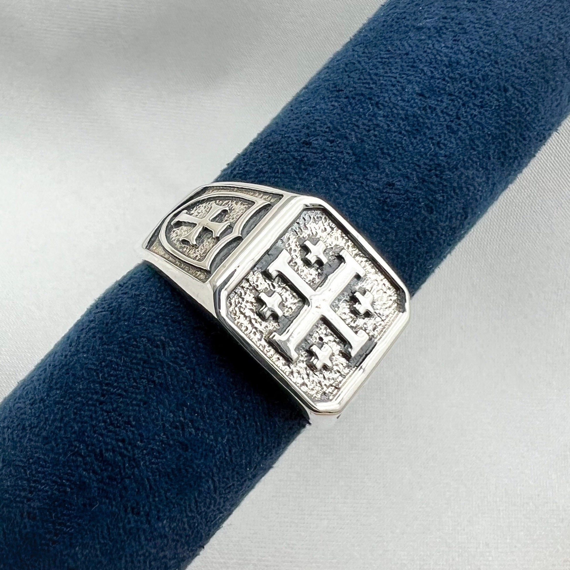 Holy Land Jerusalem Cross Ring - Handcrafted in Silver 925