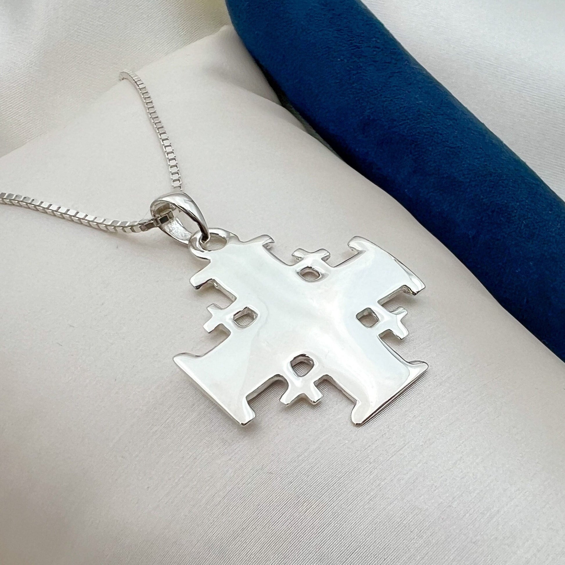 Classic Jerusalem Cross Pendant in 925 Silver - Chain Included