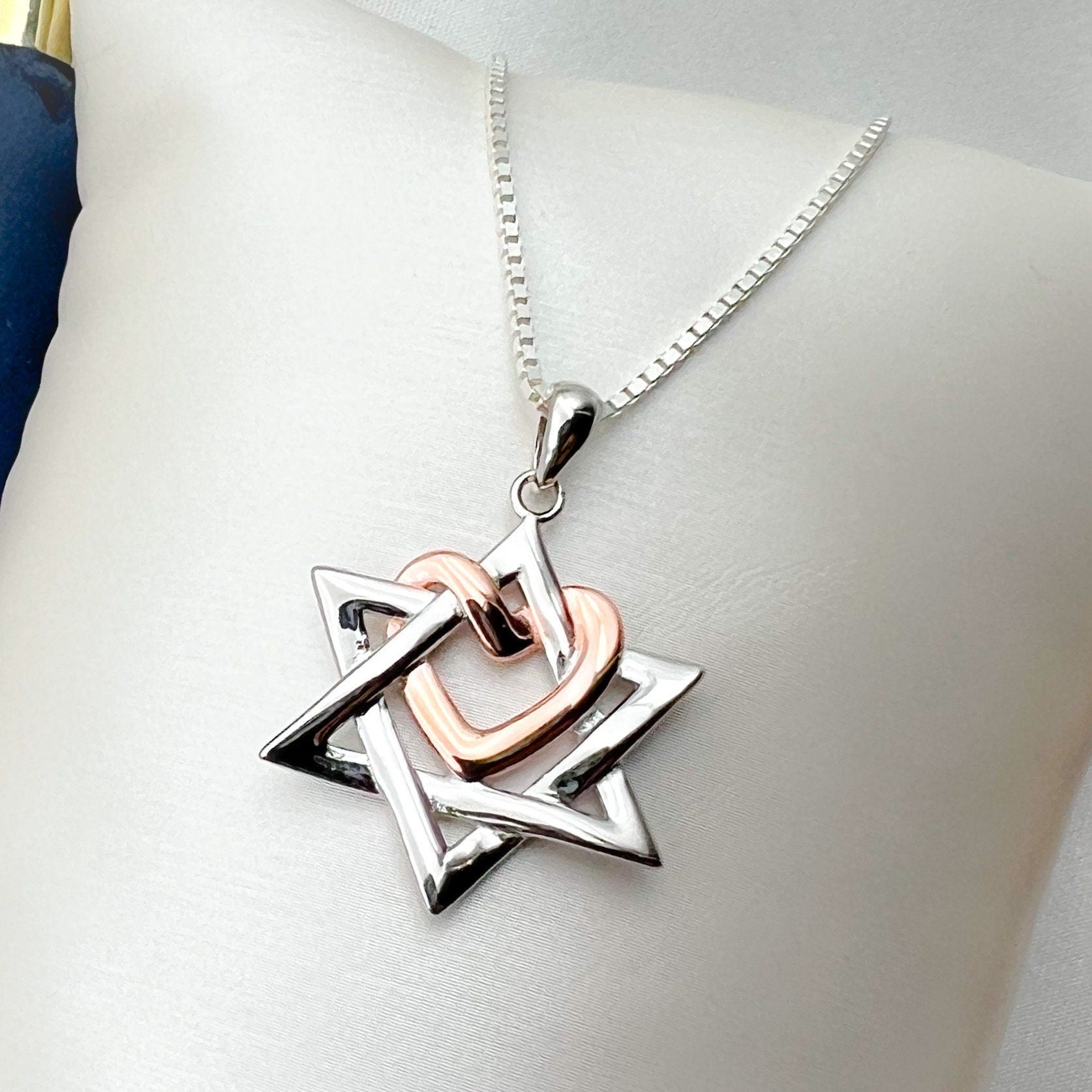 Heart of Faith Sterling Silver David Star Pendant with Gold Accent
