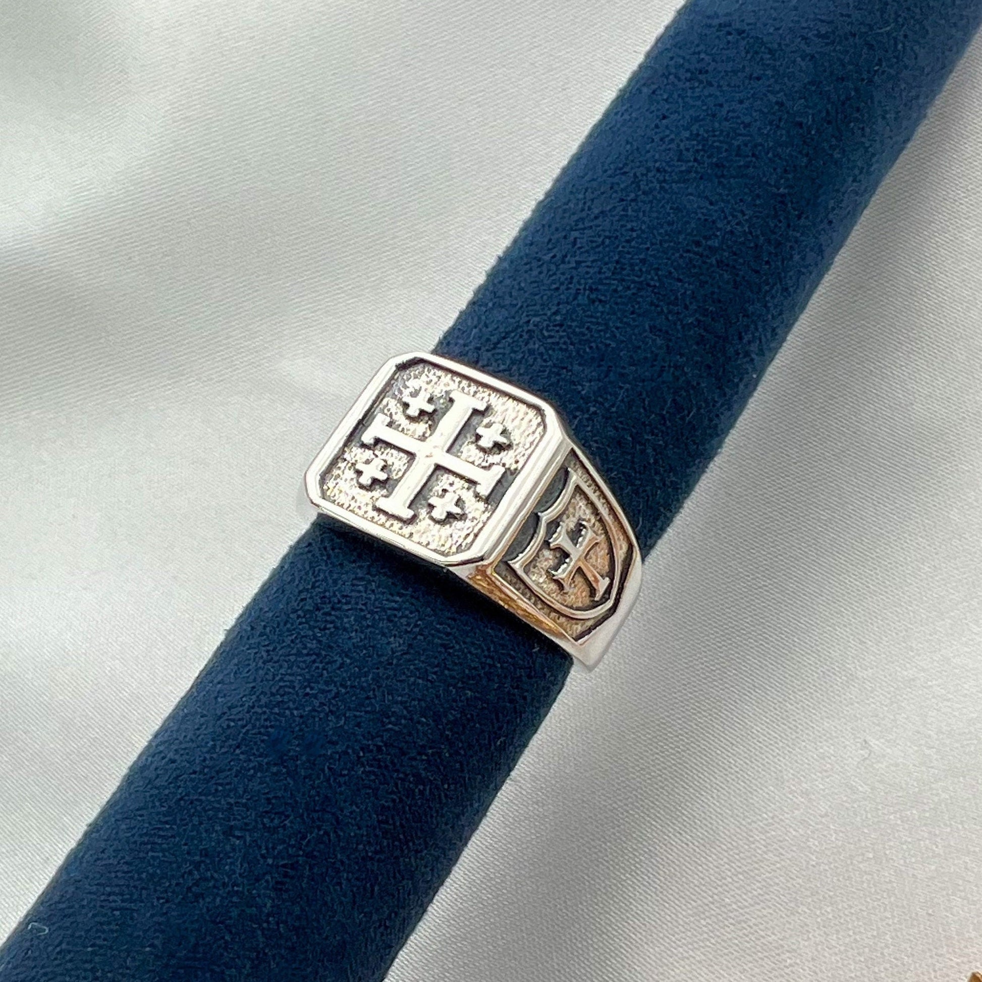 Holy Land Jerusalem Cross Ring - Handcrafted in Silver 925