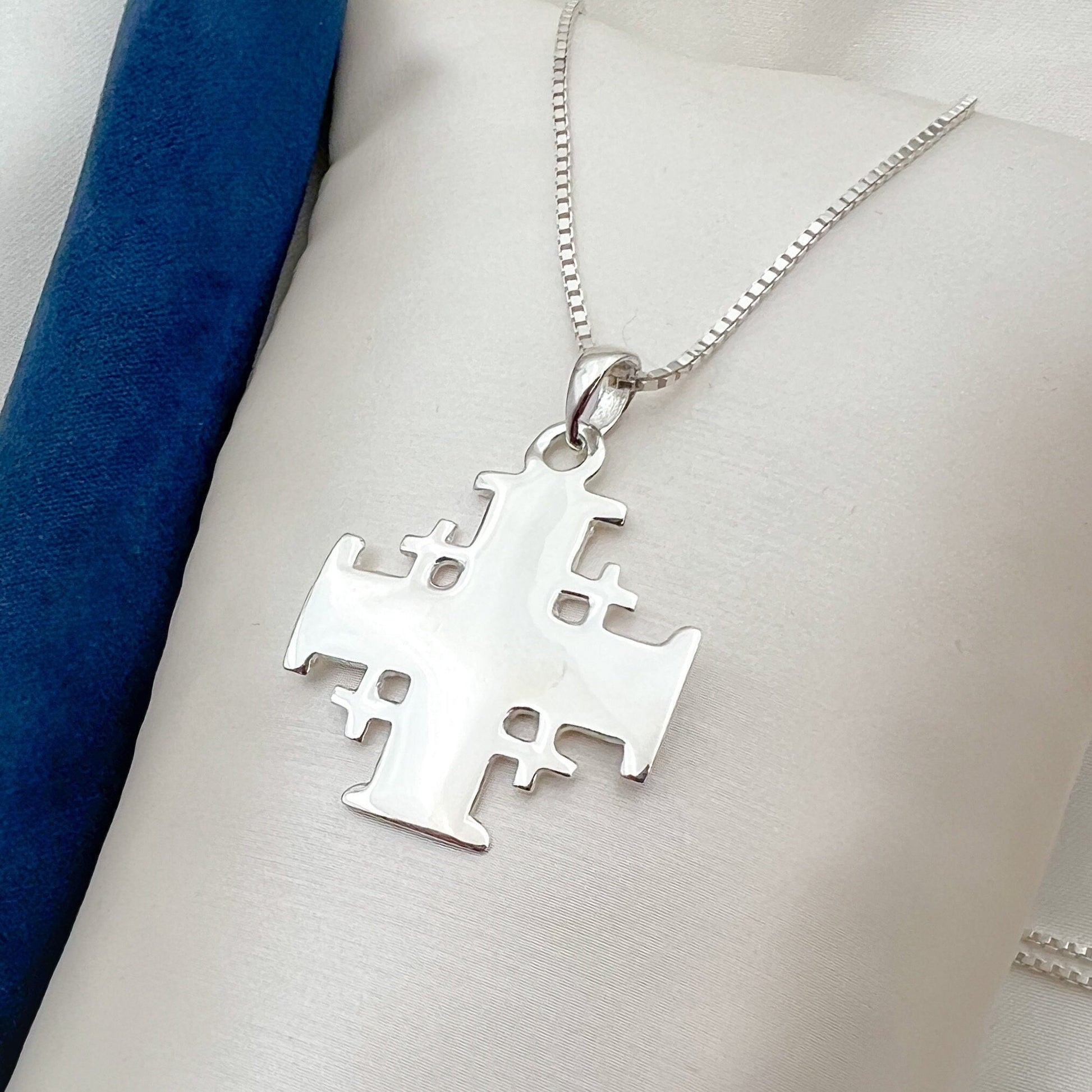 Classic Jerusalem Cross Pendant in 925 Silver - Chain Included