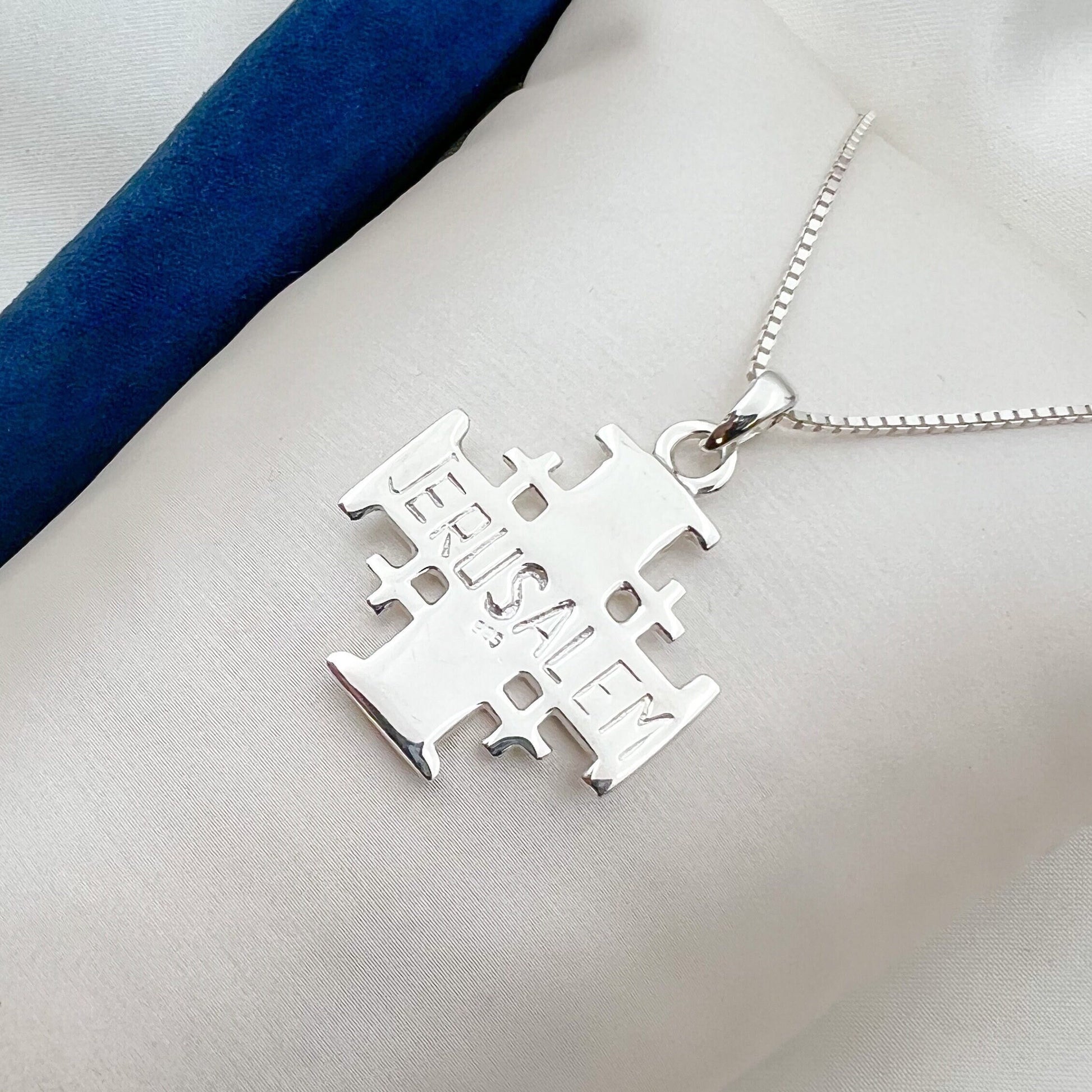 Classic Jerusalem Cross Pendant in 925 Silver - Chain Included