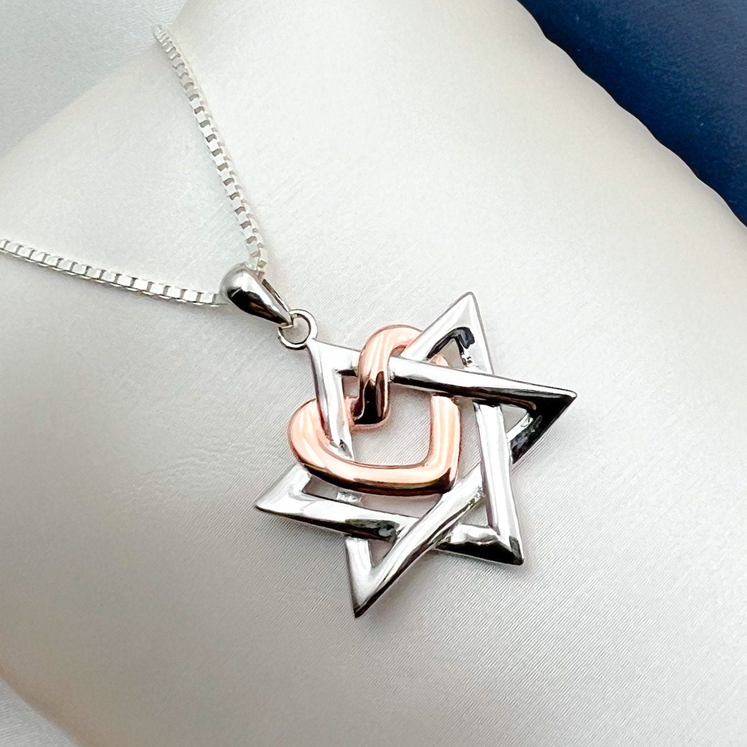 Heart of Faith Sterling Silver David Star Pendant with Gold Accent