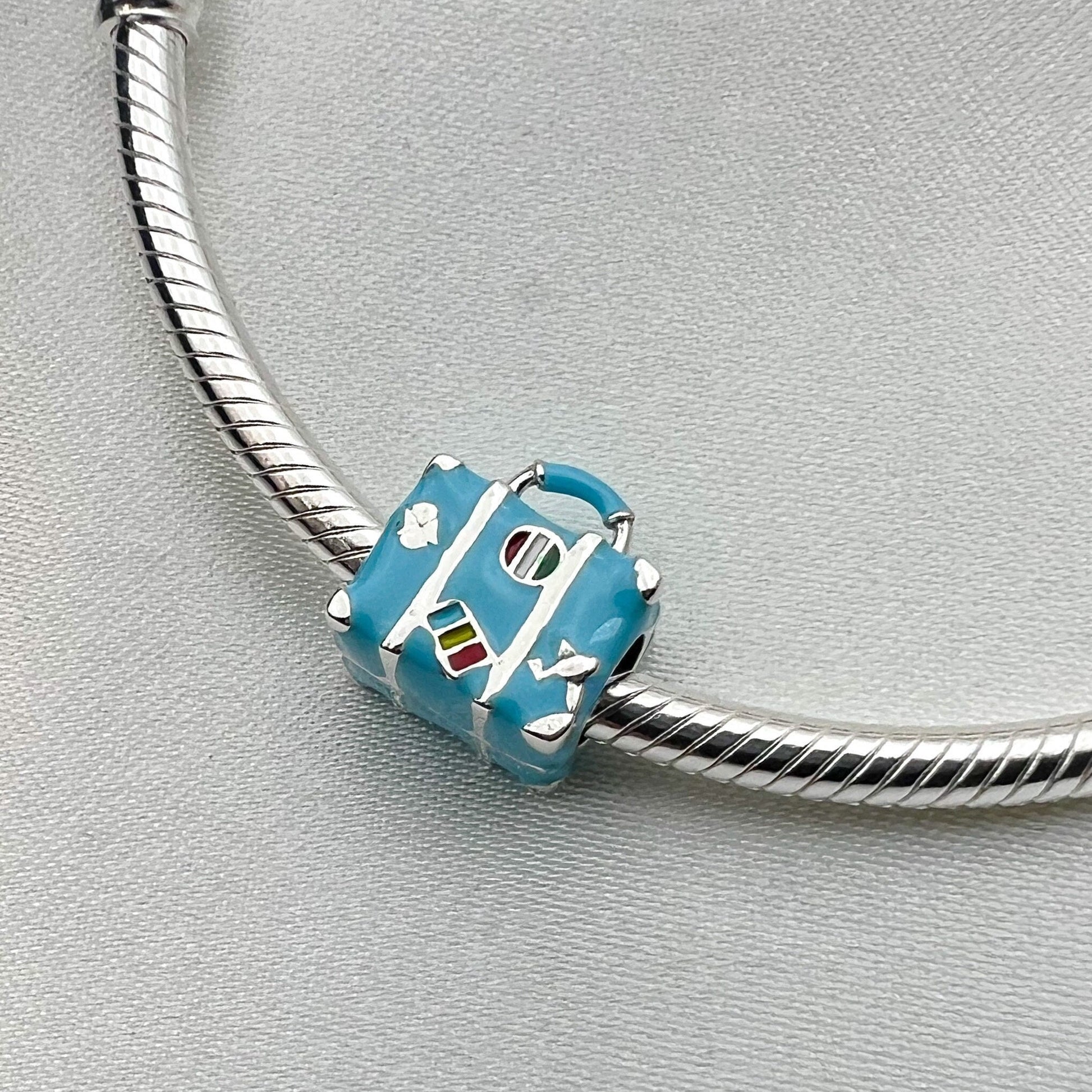 Sterling Silver 925 Travel Suitcase Charm – Ideal for Pandora Bracelet