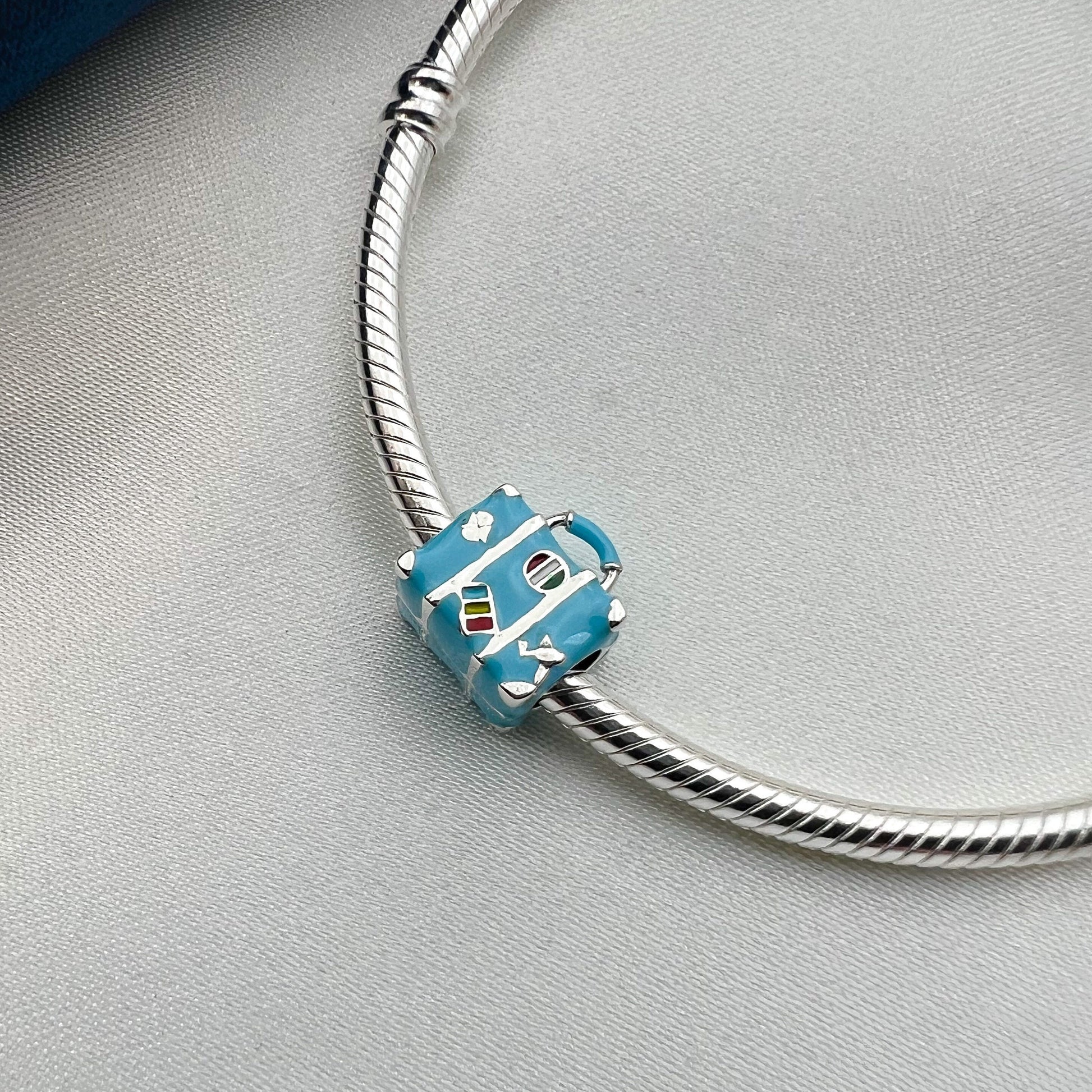 Sterling Silver 925 Travel Suitcase Charm – Ideal for Pandora Bracelet