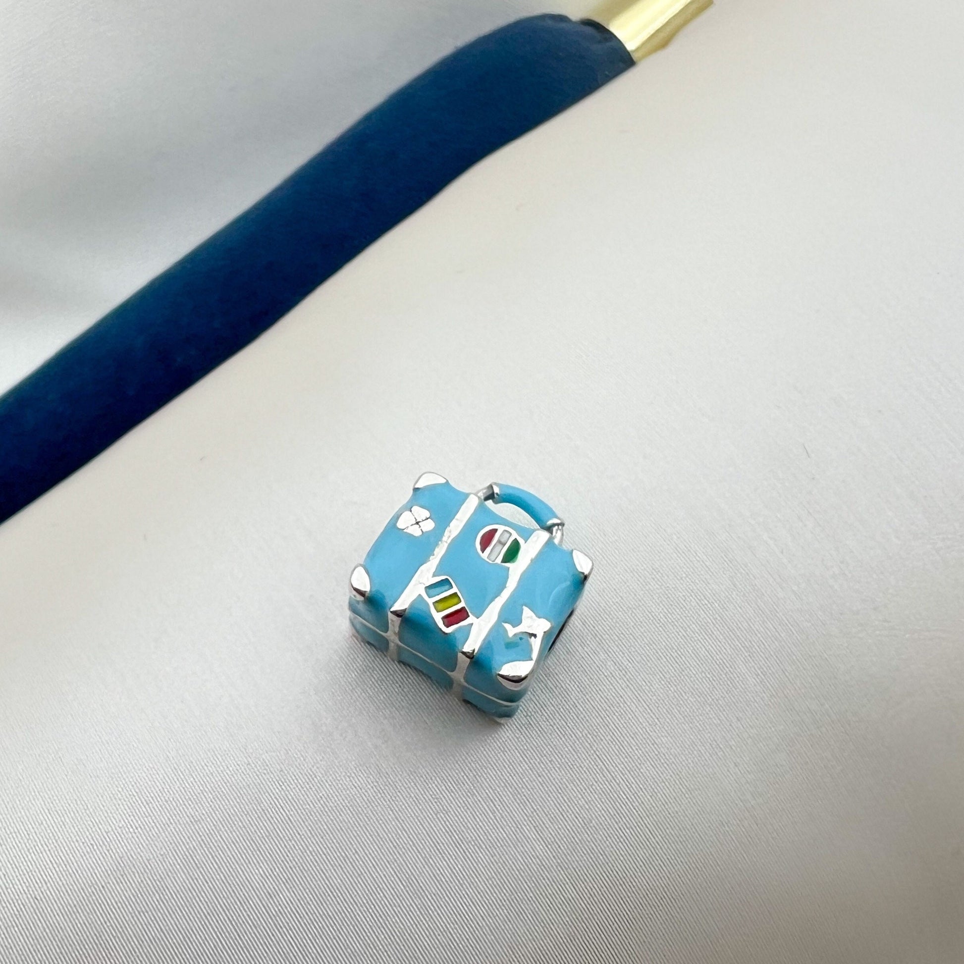 Sterling Silver 925 Travel Suitcase Charm – Ideal for Pandora Bracelet