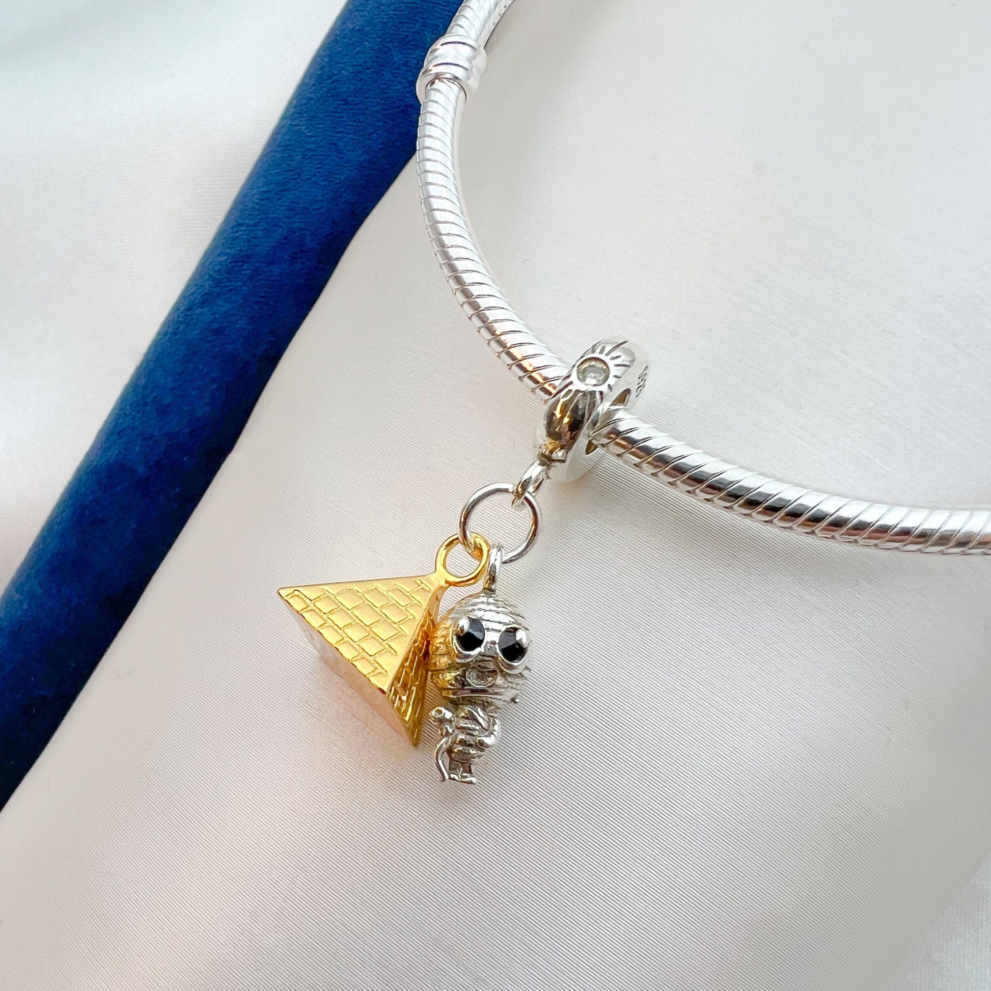 Sterling Silver Pyramid and Mummy Charm – Unique Small Accessory for Pandora Bracelets