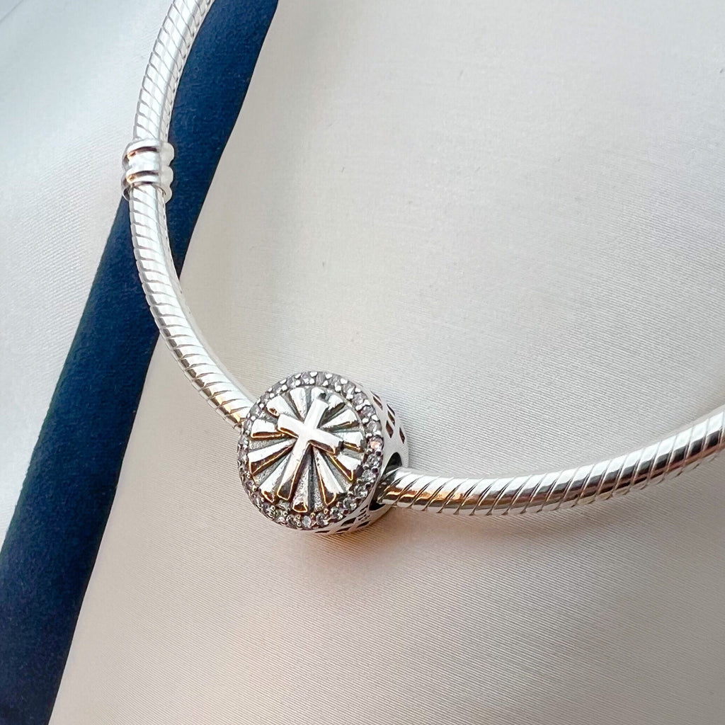 Elegant Sterling Silver Praying Hands Charm with White Zircons – Perfect for Pandora Bracelets