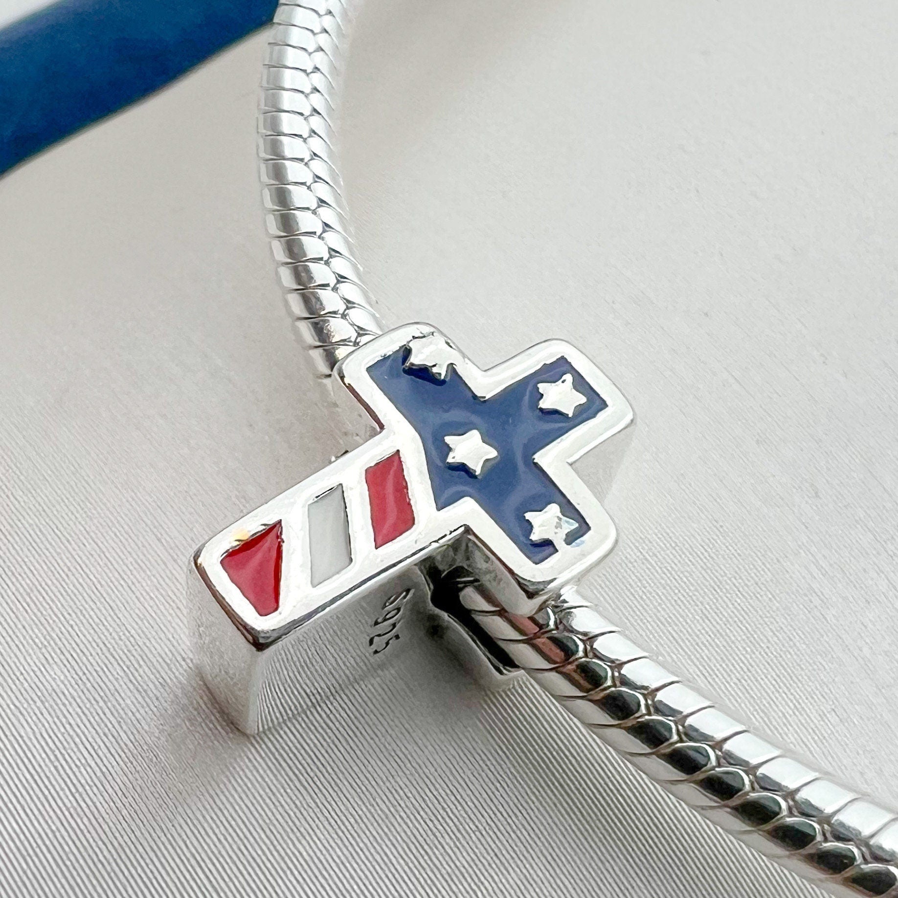 USA Flag Cross Charm for Pandora Bracelets