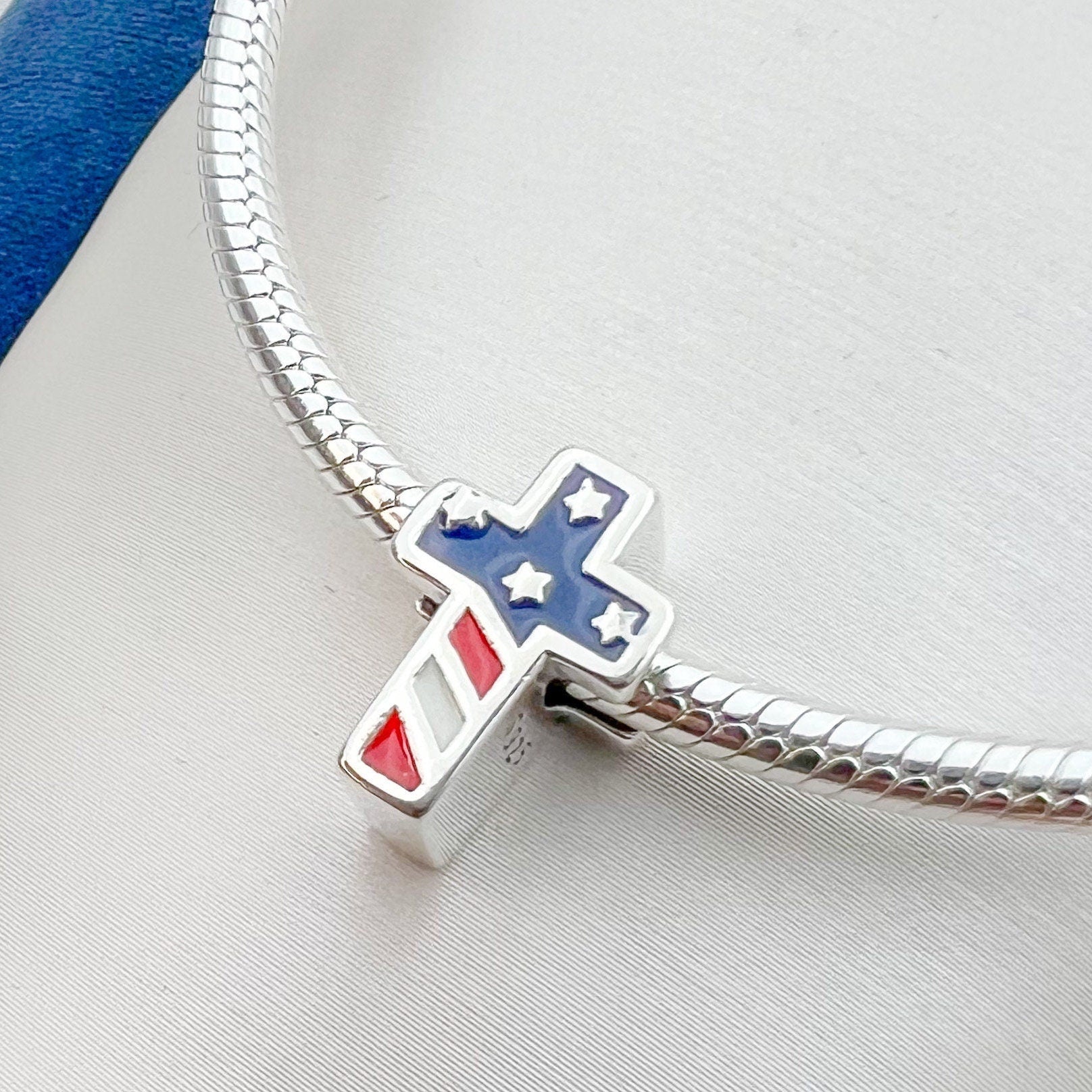 USA Flag Cross Charm for Pandora Bracelets