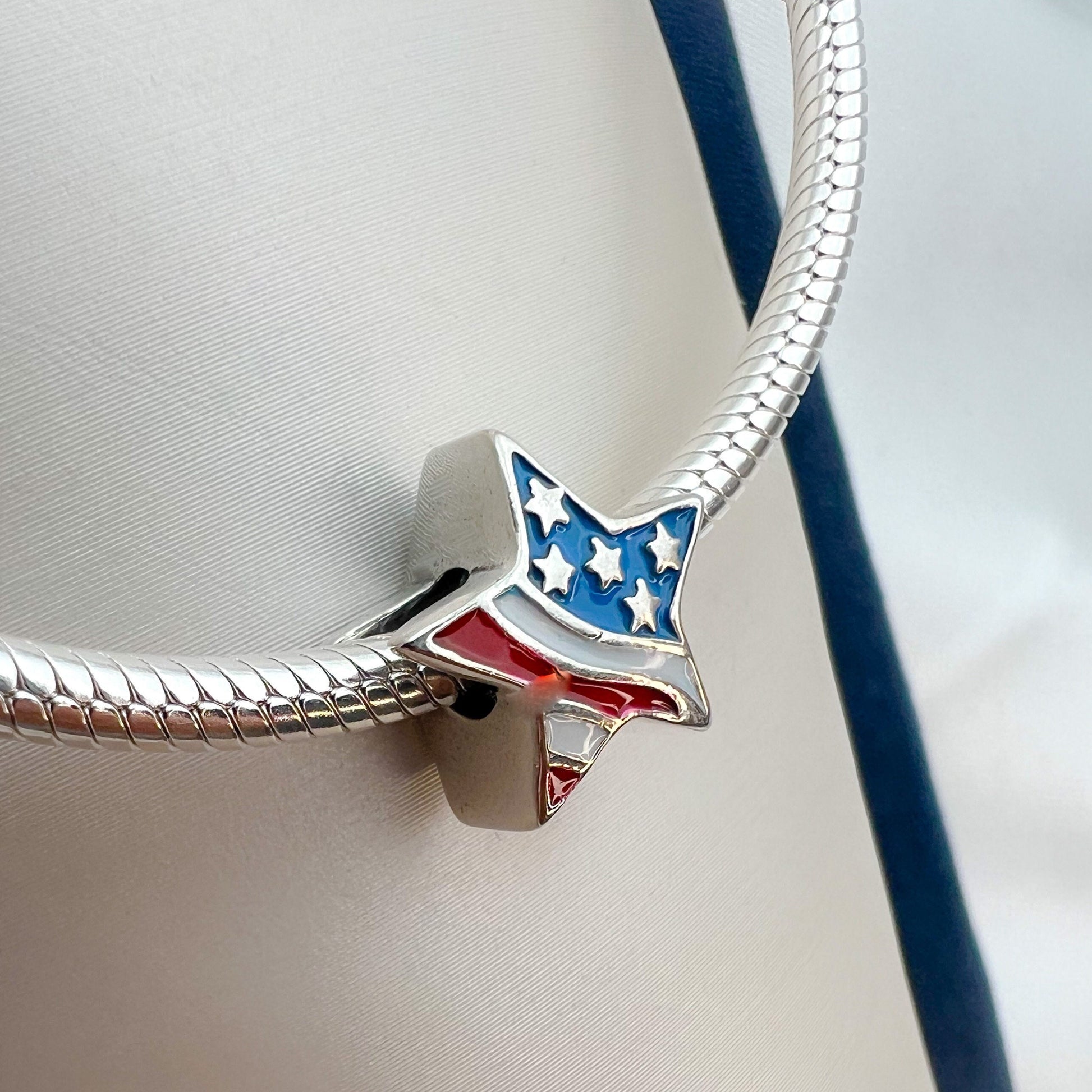 USA Flag Star Charm for Pandora Bracelets