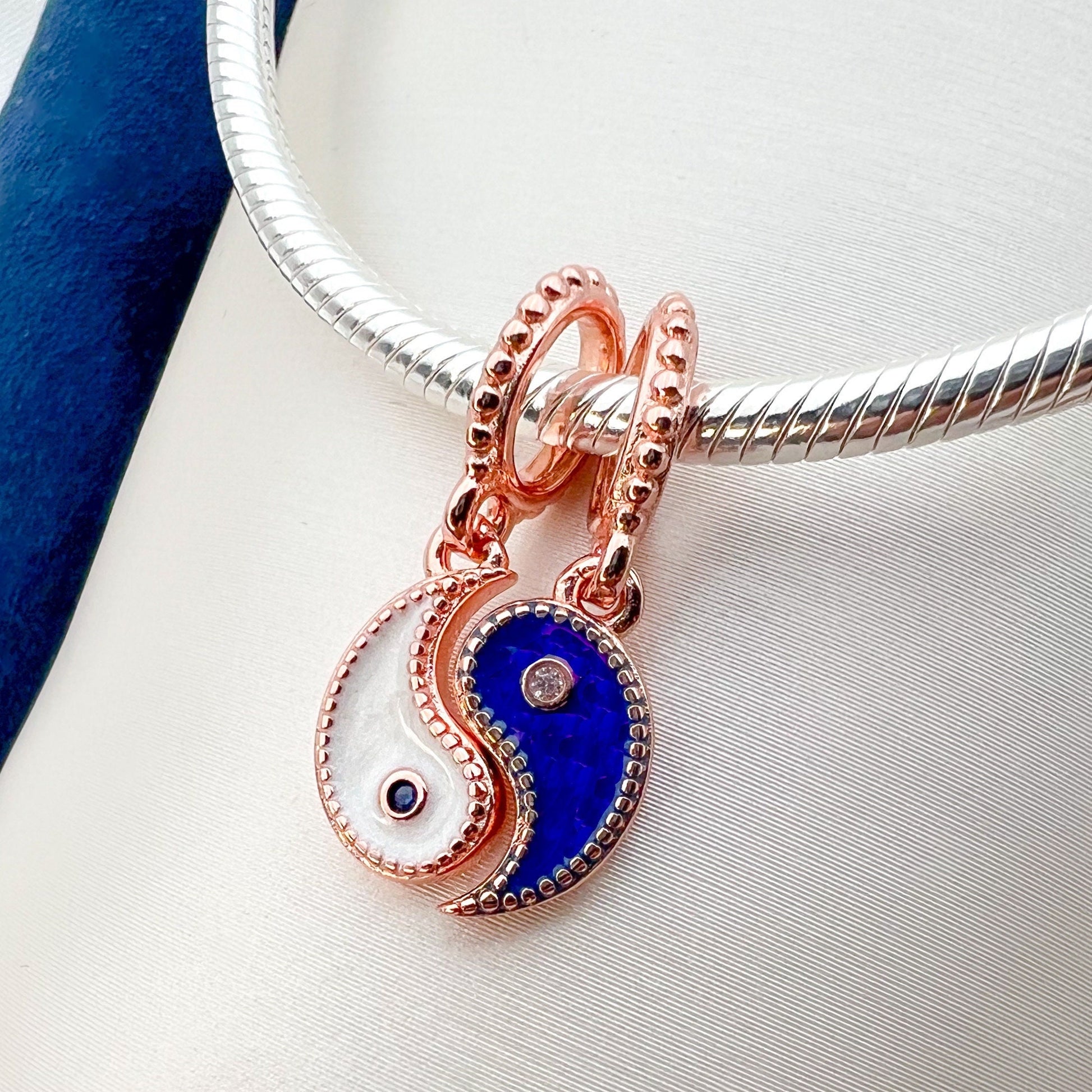 Yin Yang Charm – Sterling Silver 925, Gold & Enamel for Pandora Bracelet