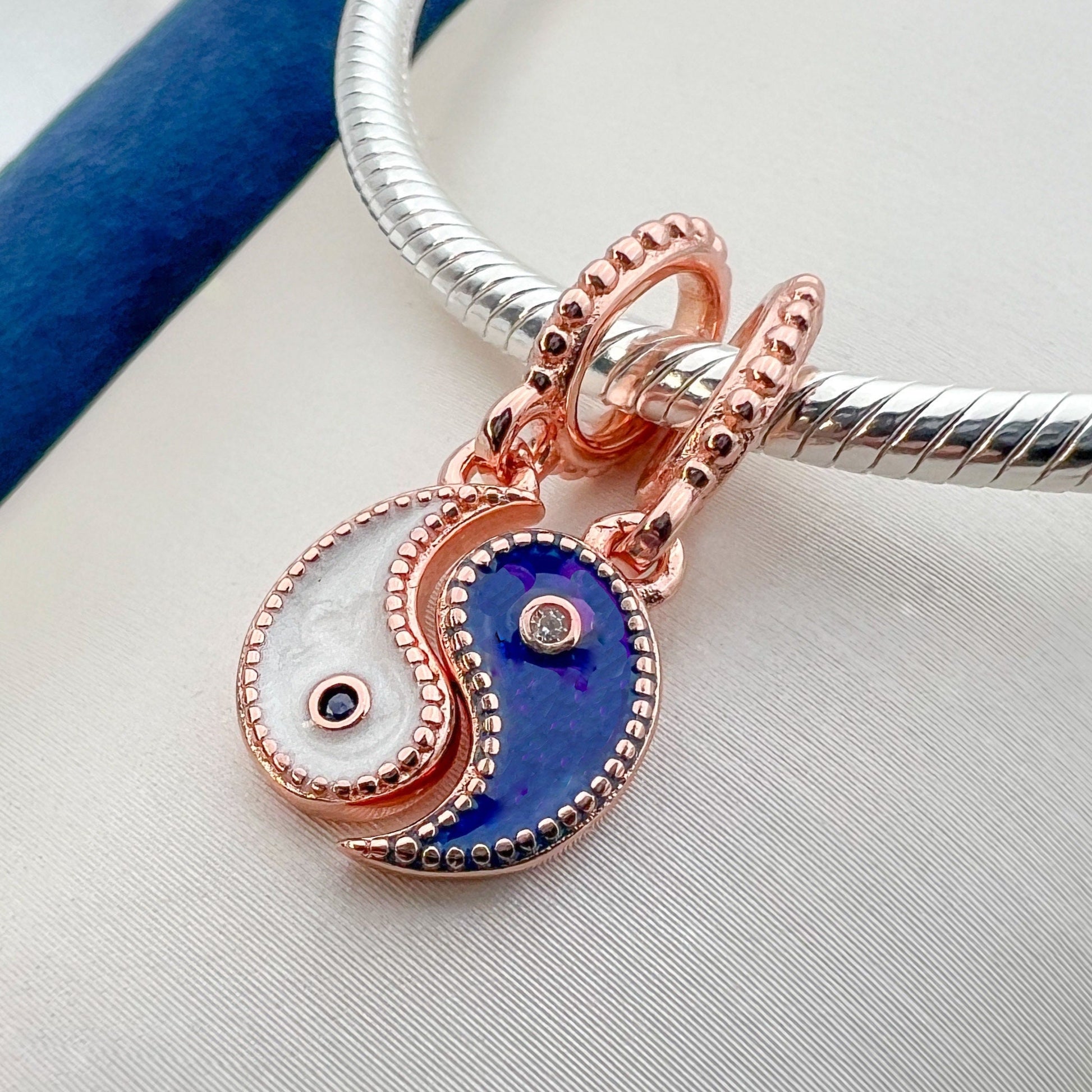 Yin Yang Charm – Sterling Silver 925, Gold & Enamel for Pandora Bracelet
