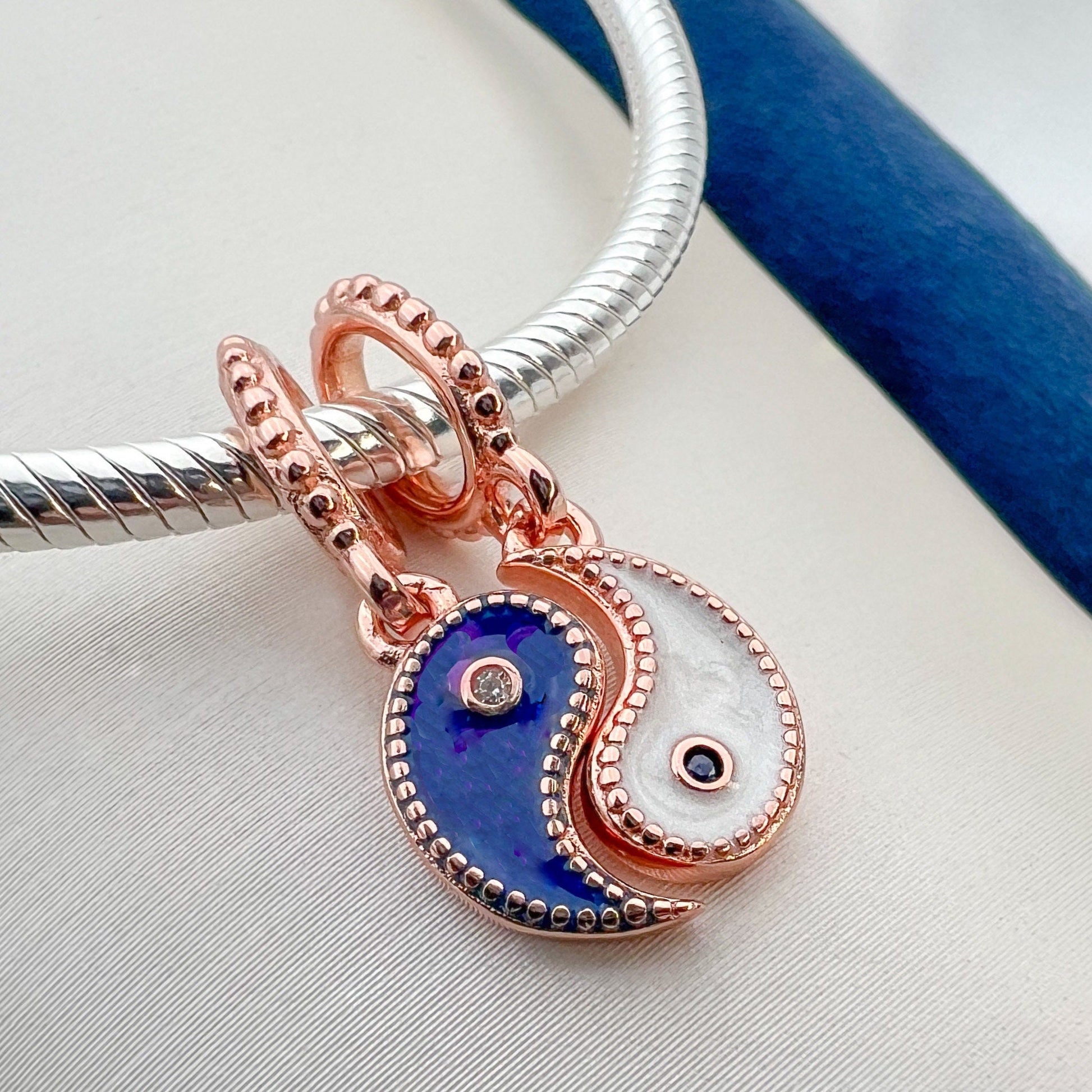 Yin Yang Charm – Sterling Silver 925, Gold & Enamel for Pandora Bracelet