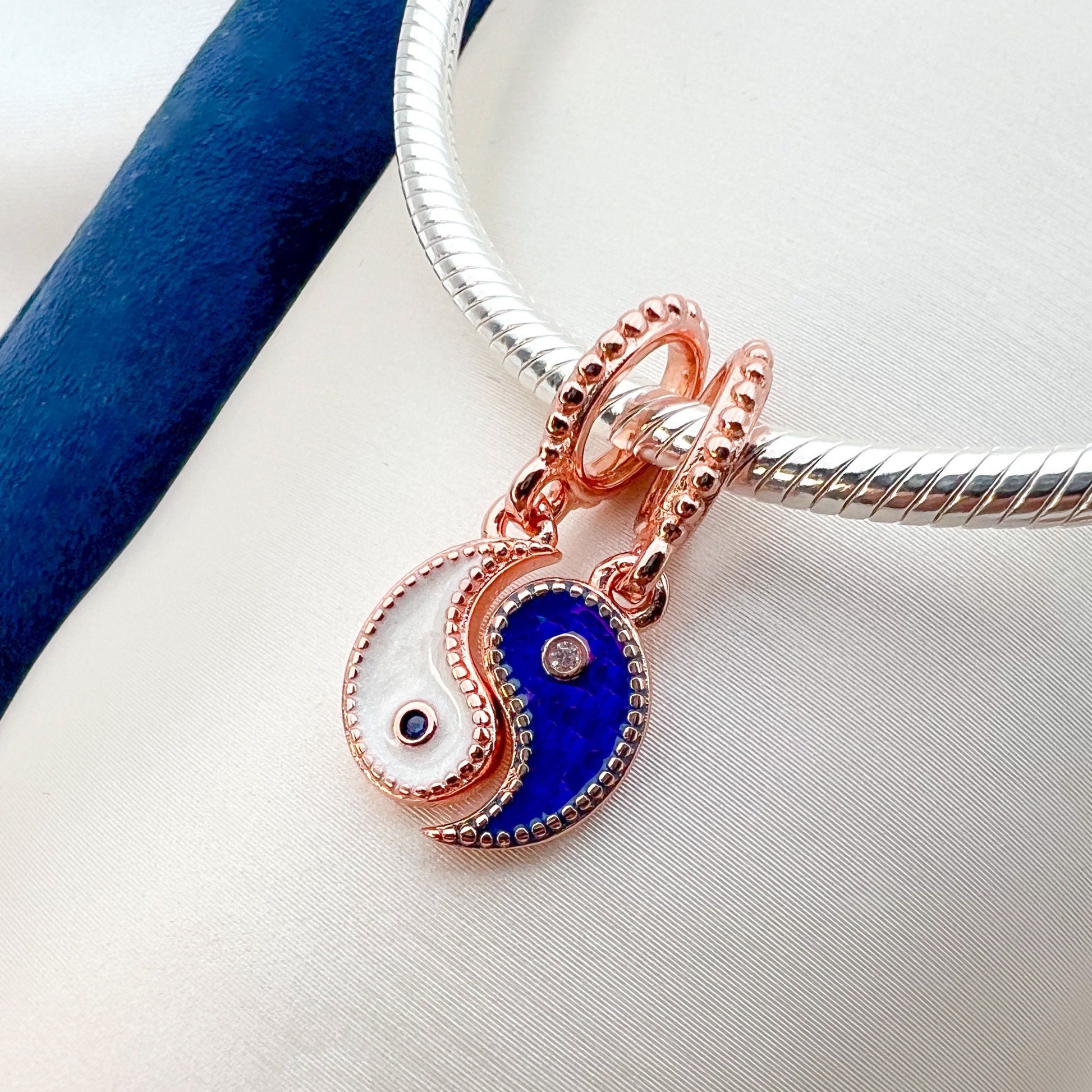 Yin Yang Charm – Sterling Silver 925, Gold & Enamel for Pandora Bracelet