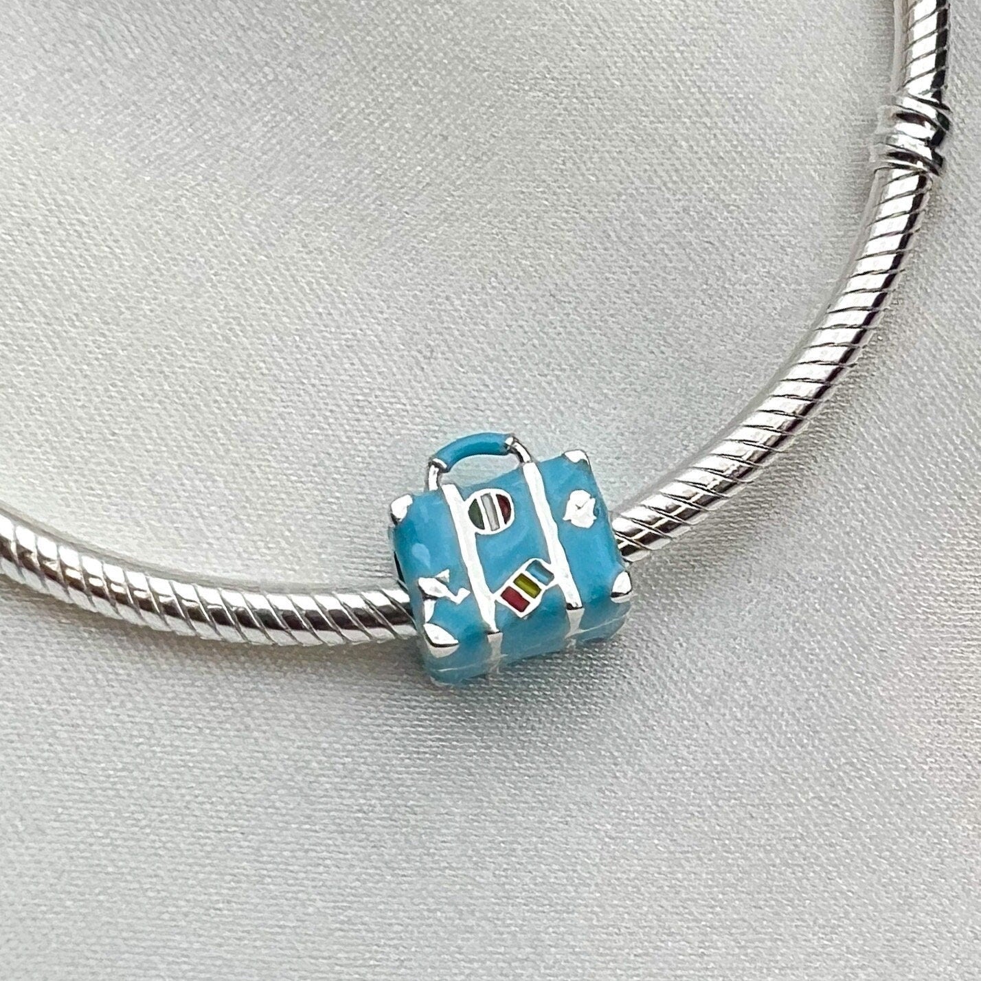 Sterling Silver 925 Travel Suitcase Charm – Ideal for Pandora Bracelet