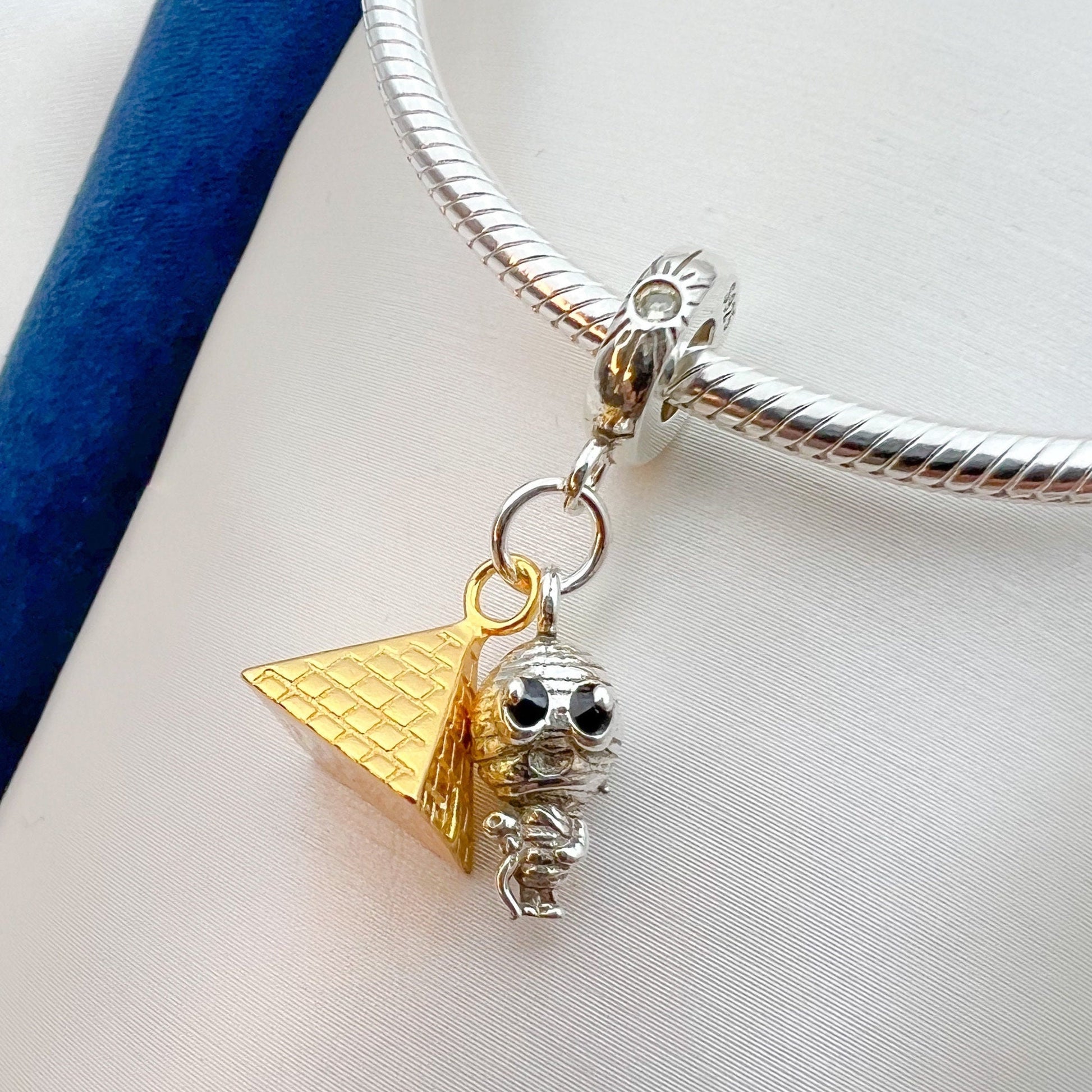 Sterling Silver Pyramid and Mummy Charm – Unique Small Accessory for Pandora Bracelets