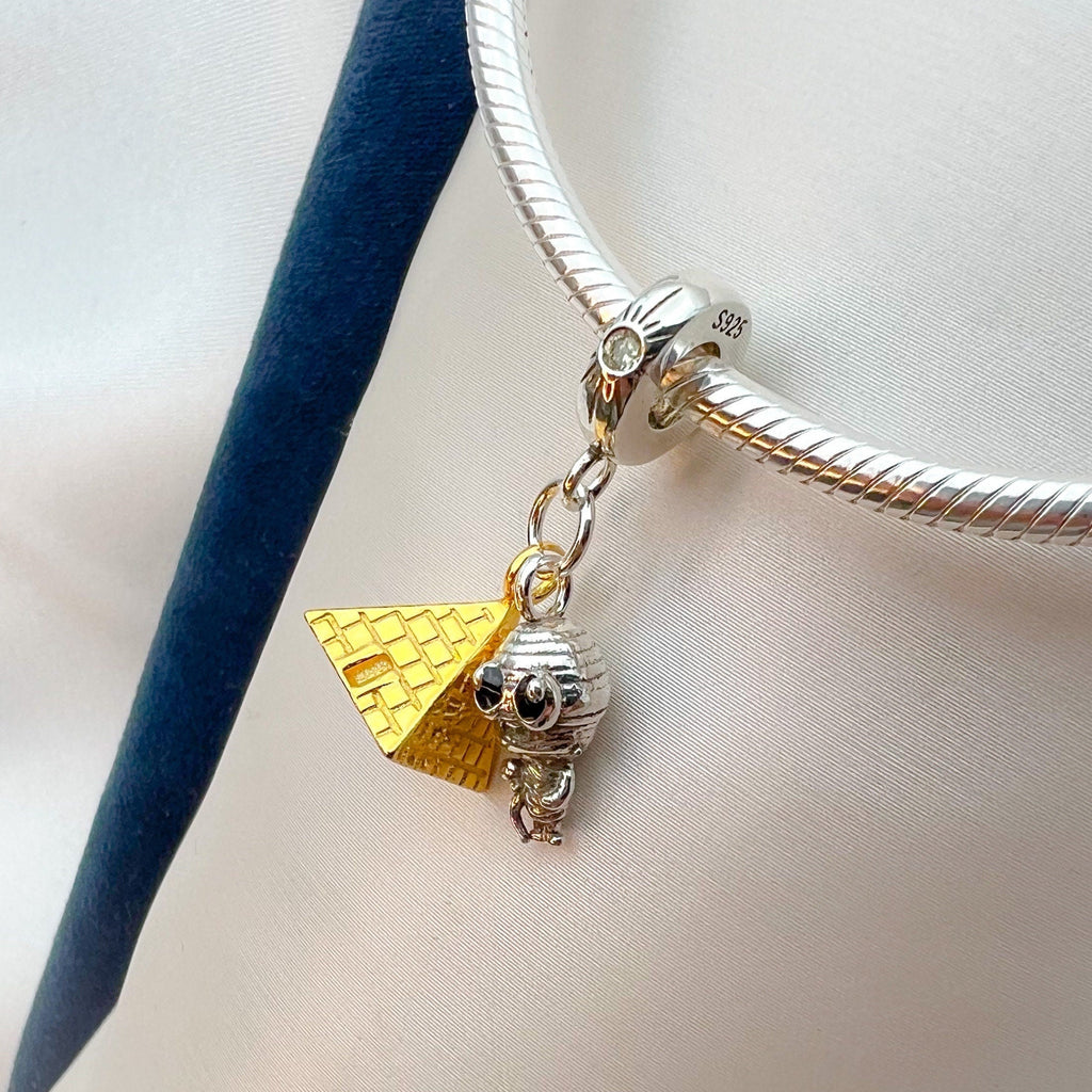 Sterling Silver Pyramid and Mummy Charm – Unique Small Accessory for Pandora Bracelets