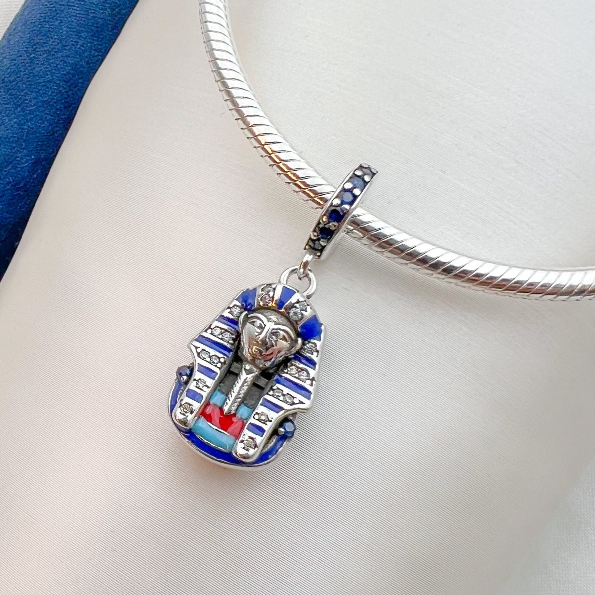 King of Egypt Pharaoh Charm in Sterling Silver 925 for Pandora Bracelets
