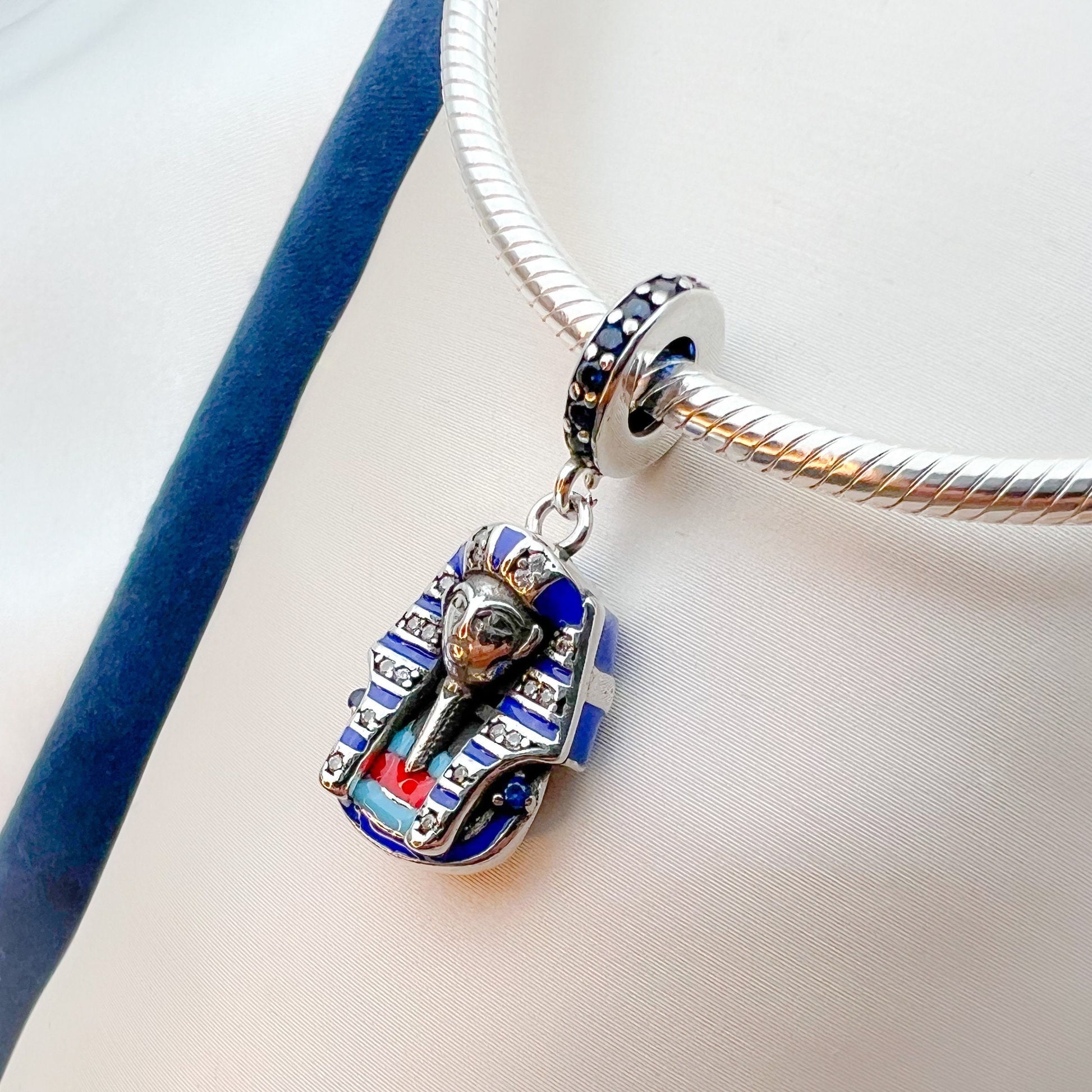 King of Egypt Pharaoh Charm in Sterling Silver 925 for Pandora Bracelets