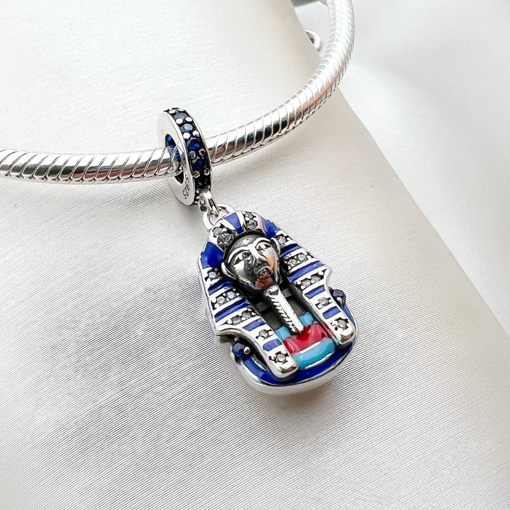 King of Egypt Pharaoh Charm in Sterling Silver 925 for Pandora Bracelets