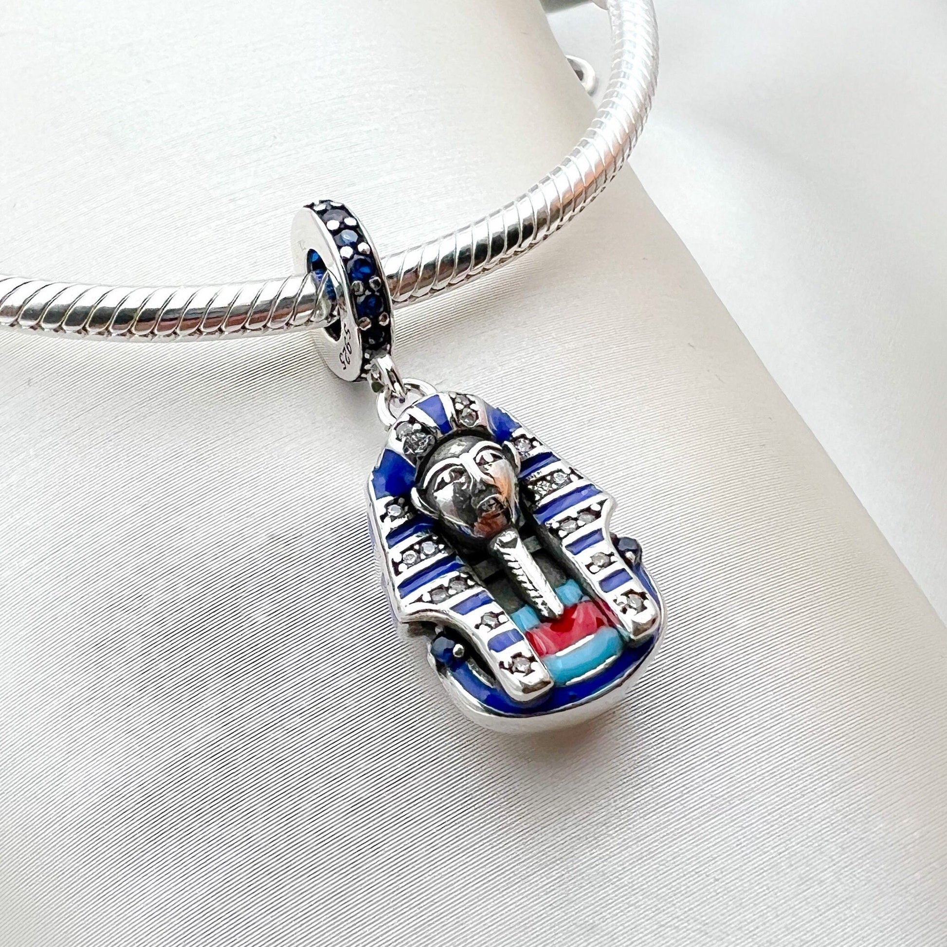 King of Egypt Pharaoh Charm in Sterling Silver 925 for Pandora Bracelets