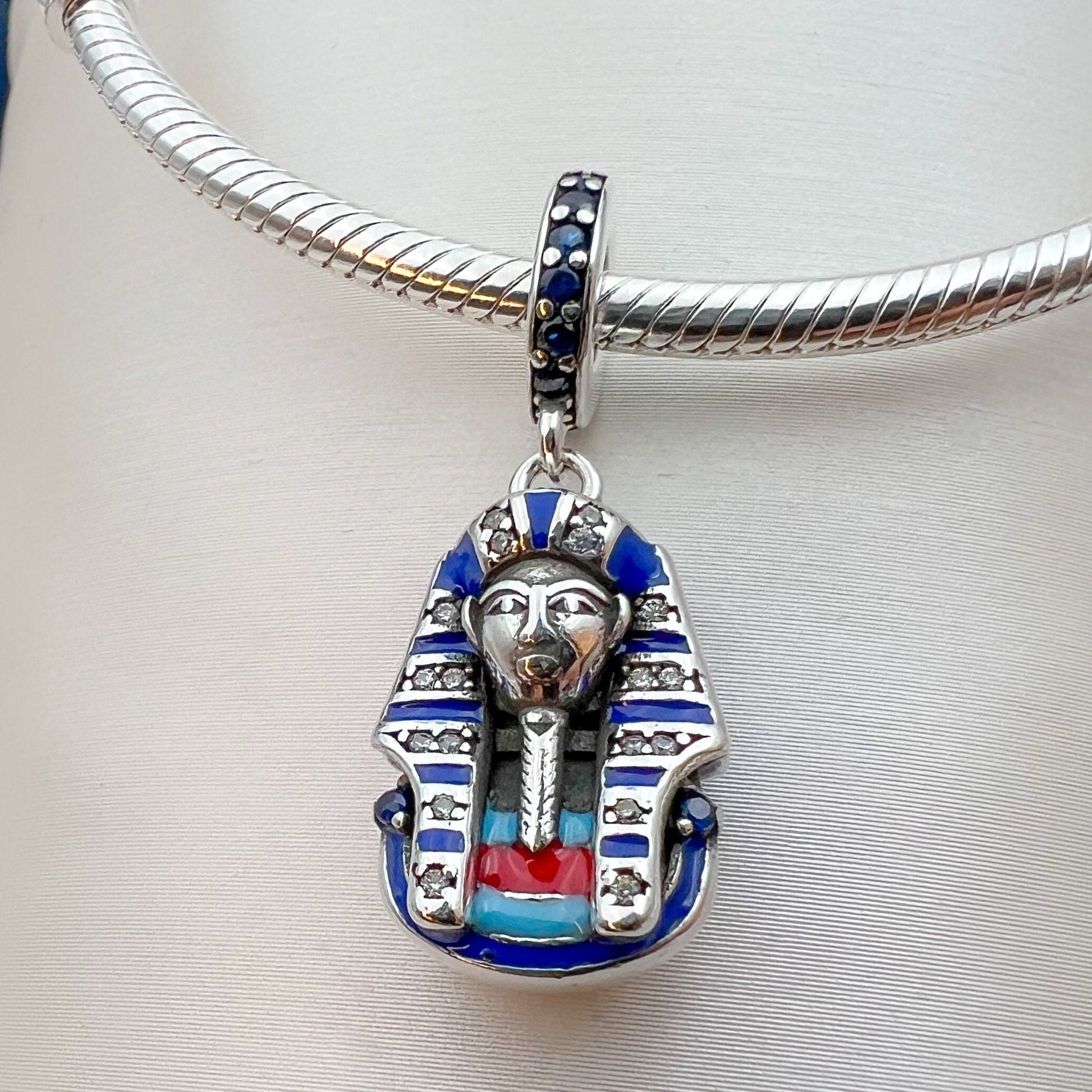 King of Egypt Pharaoh Charm in Sterling Silver 925 for Pandora Bracelets