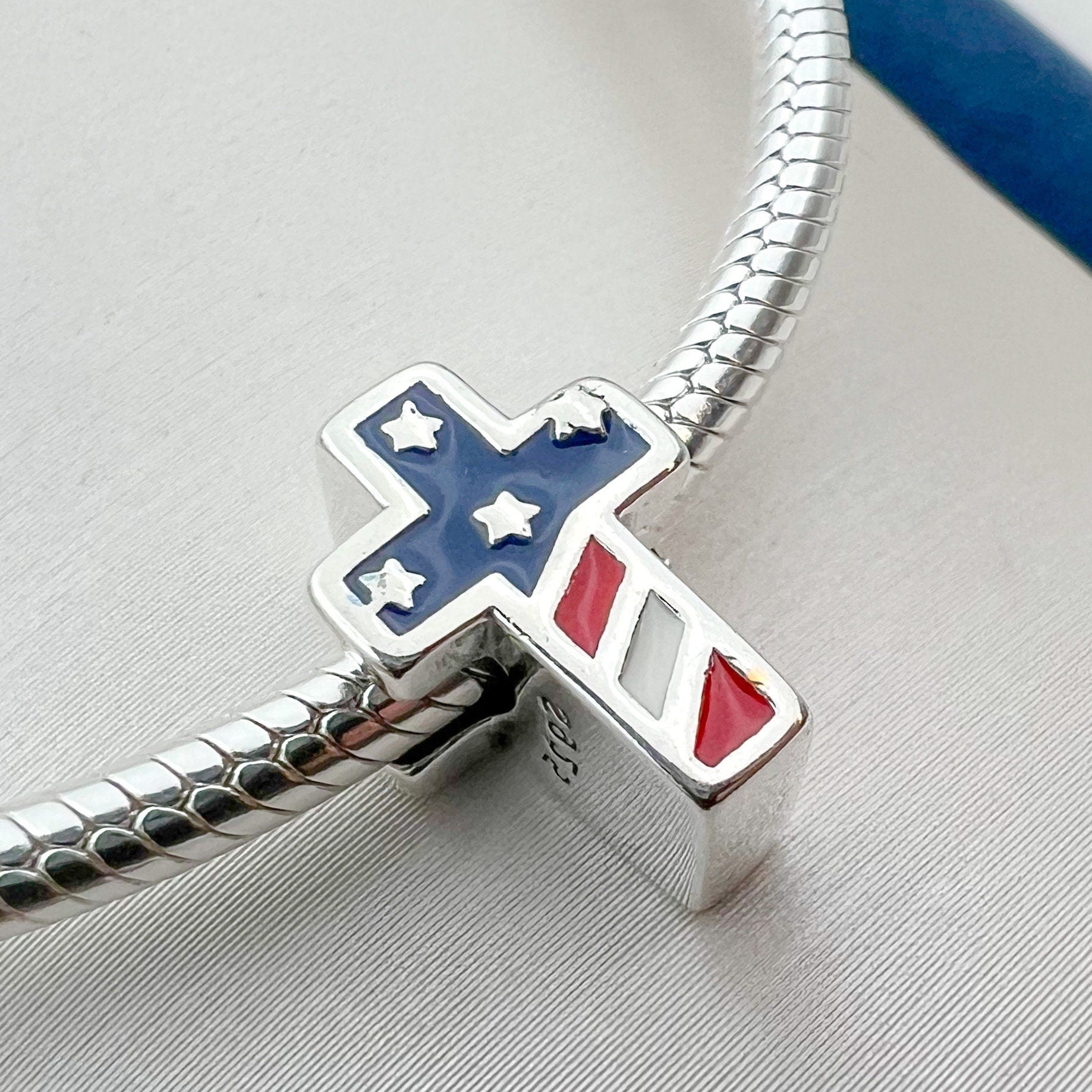 USA Flag Cross Charm for Pandora Bracelets