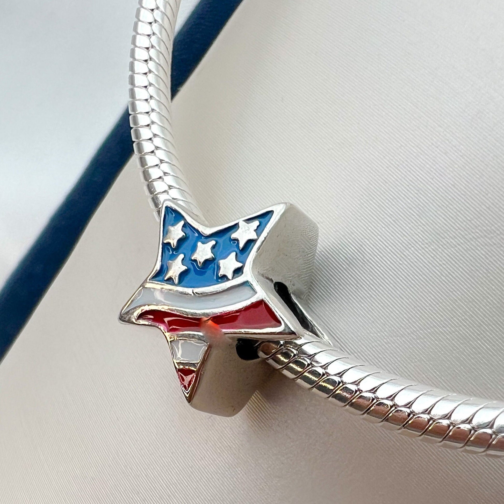 USA Flag Star Charm for Pandora Bracelets