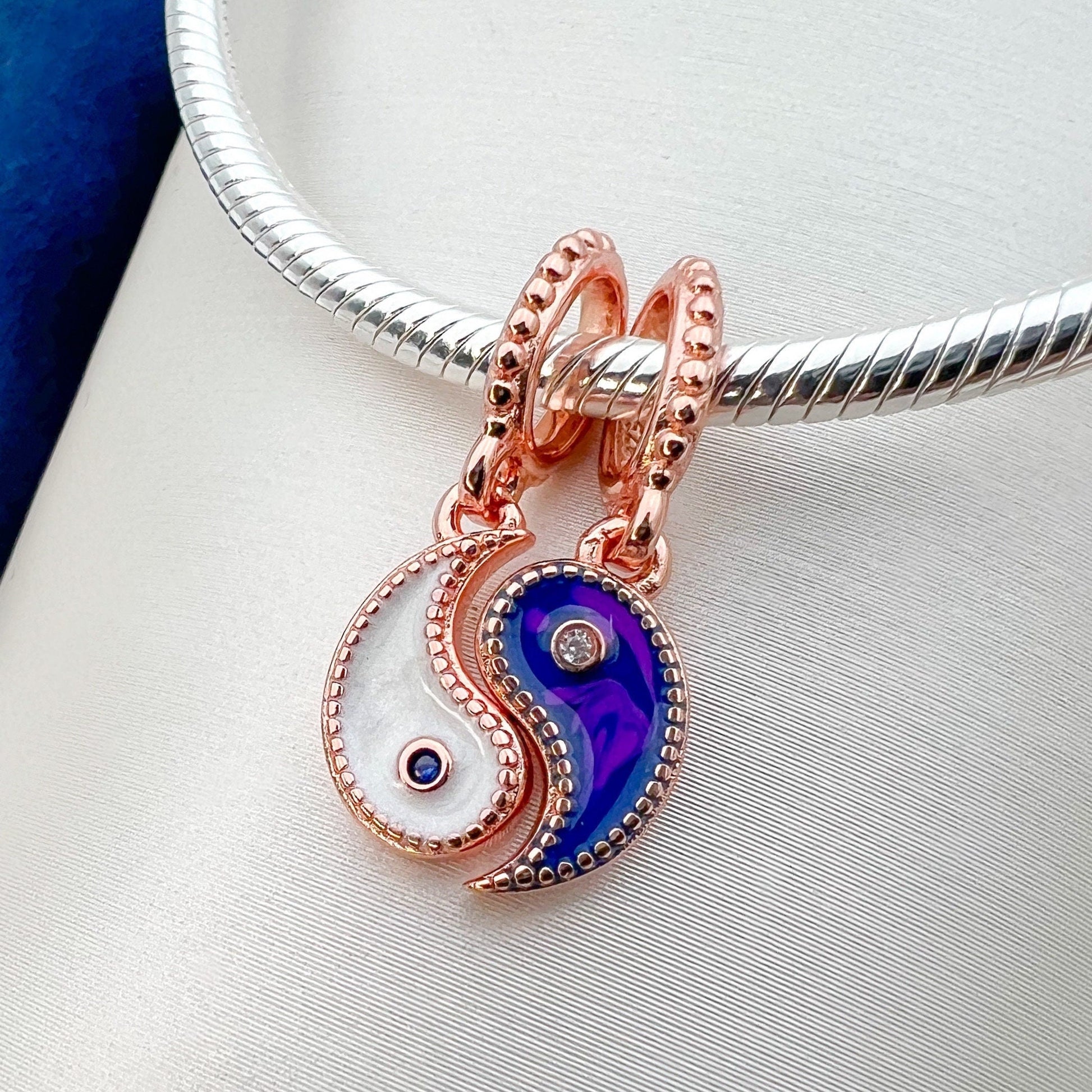 Yin Yang Charm – Sterling Silver 925, Gold & Enamel for Pandora Bracelet