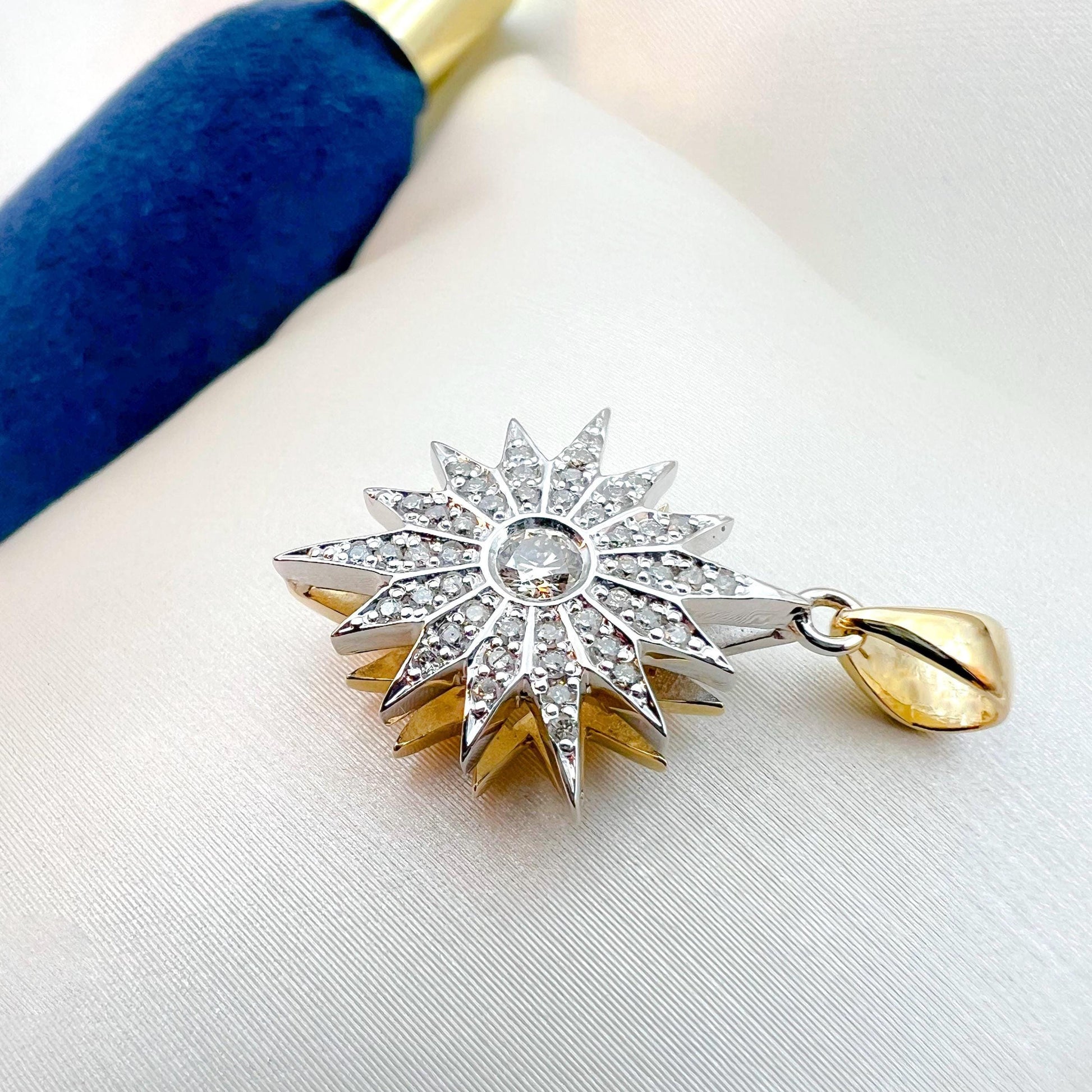 Radiant Star of Bethlehem Pendant in 14k Gold with 47 Diamonds