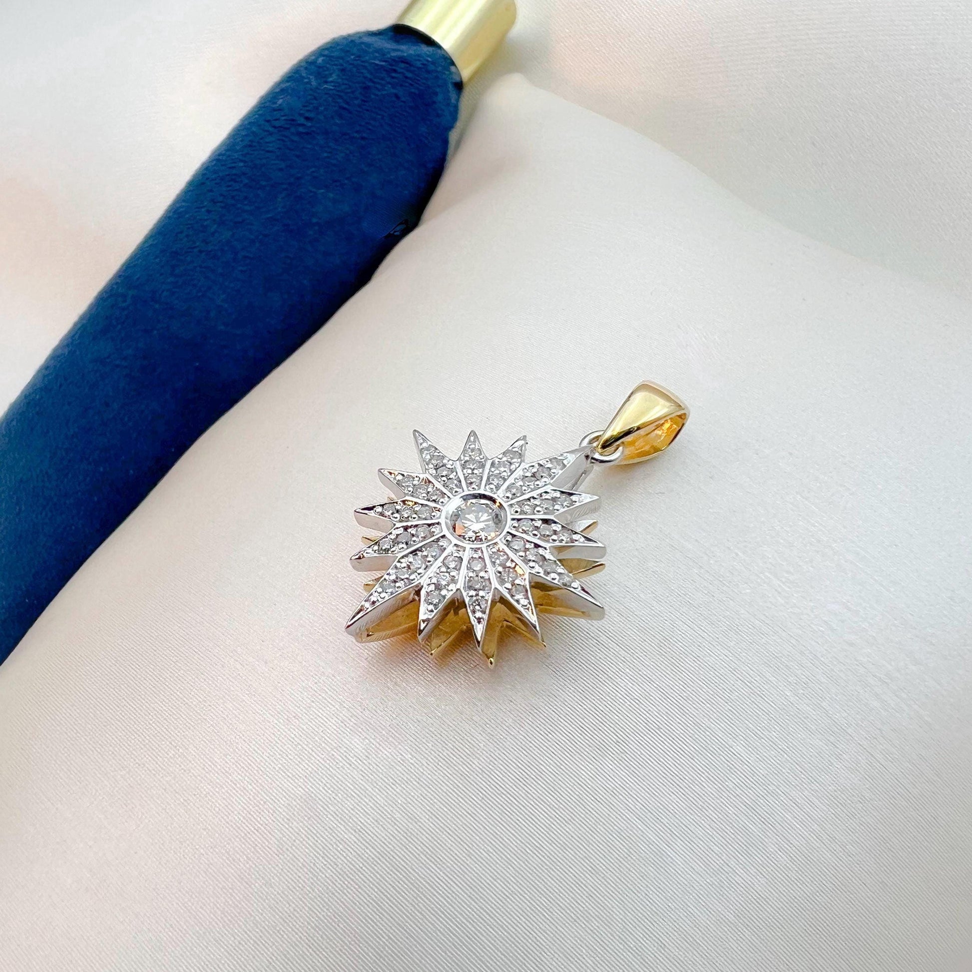 Radiant Star of Bethlehem Pendant in 14k Gold with 47 Diamonds
