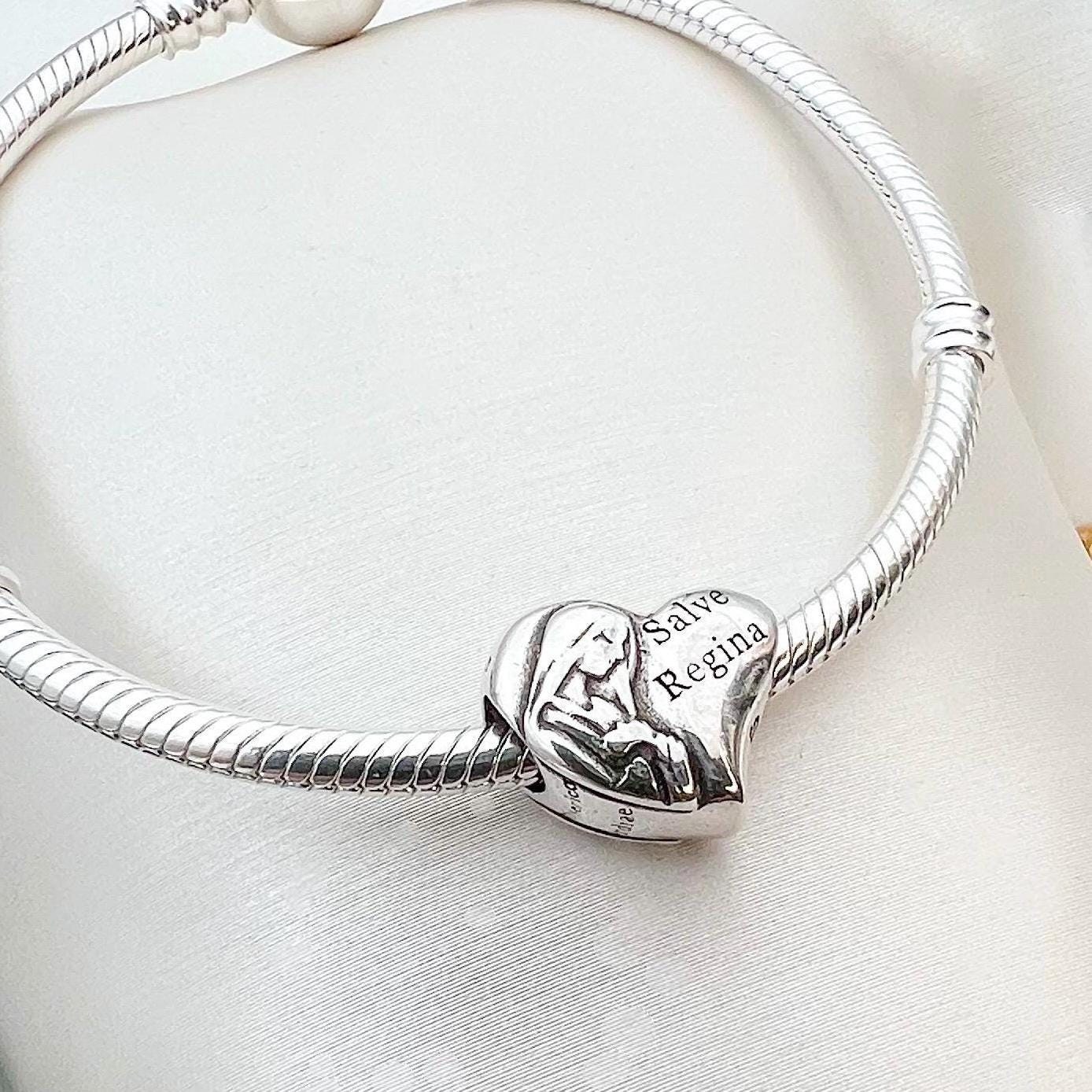 Faithful Salve Regina Charm in Sterling Silver for Pandora Bracelets