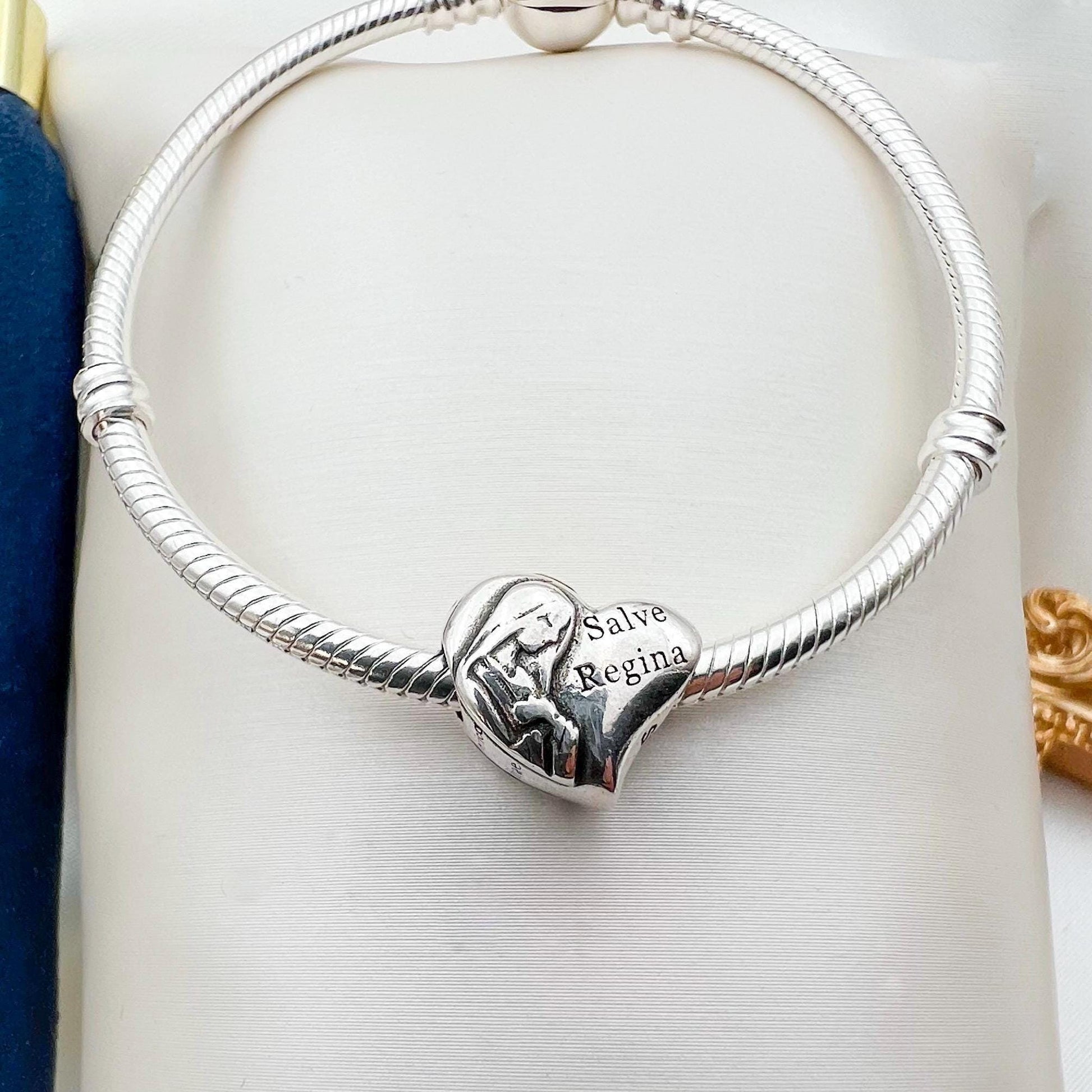 Faithful Salve Regina Charm in Sterling Silver for Pandora Bracelets