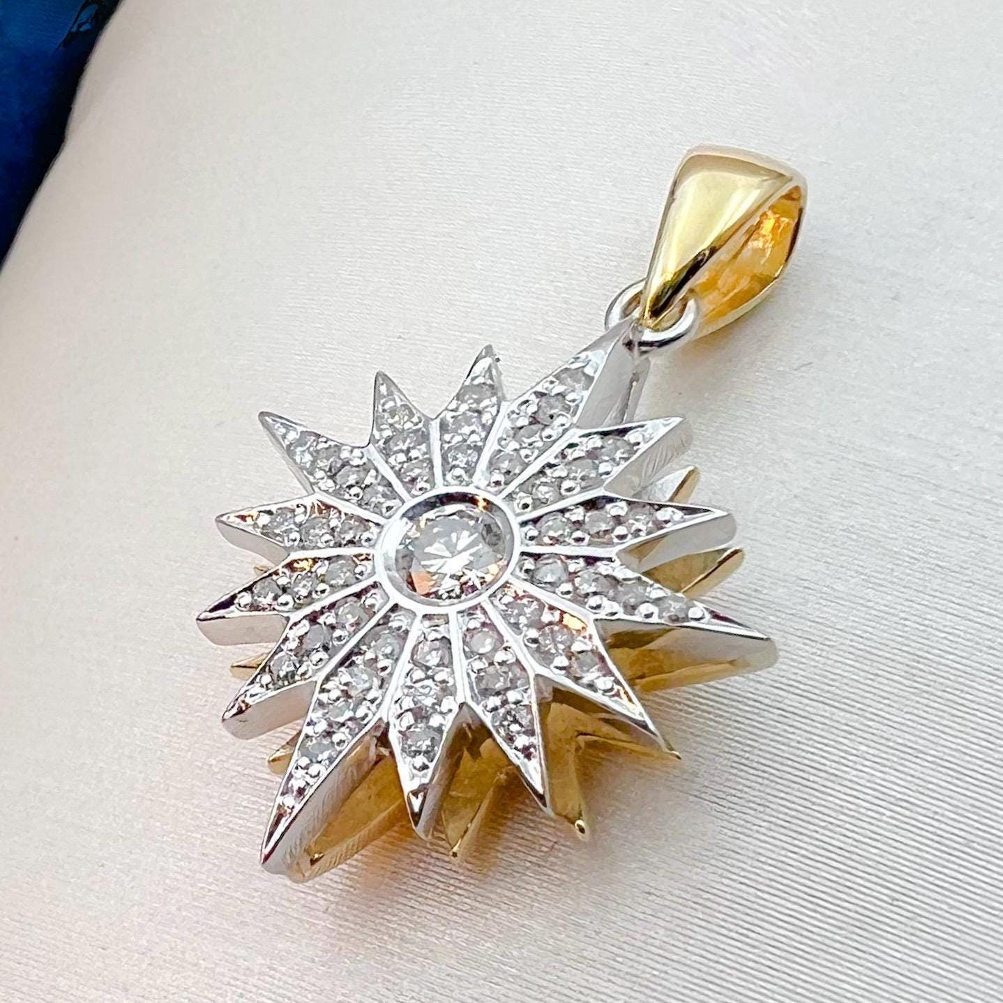 Radiant Star of Bethlehem Pendant in 14k Gold with 47 Diamonds