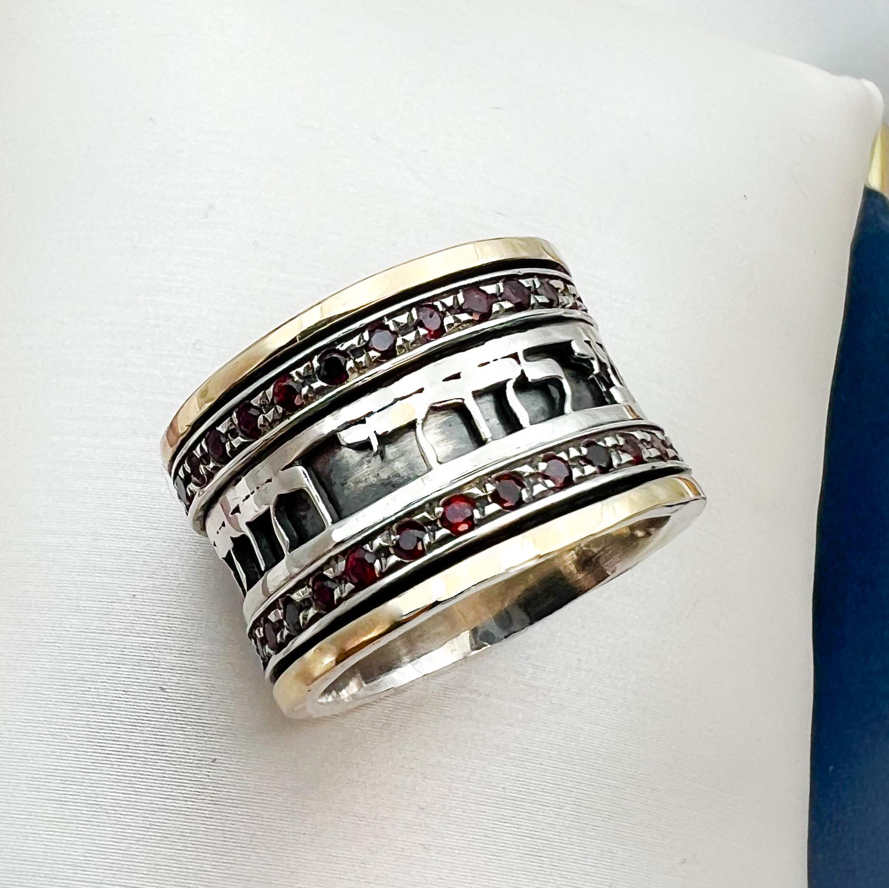 King Solomon I Am My Beloved’s Ring with Garnet Stones