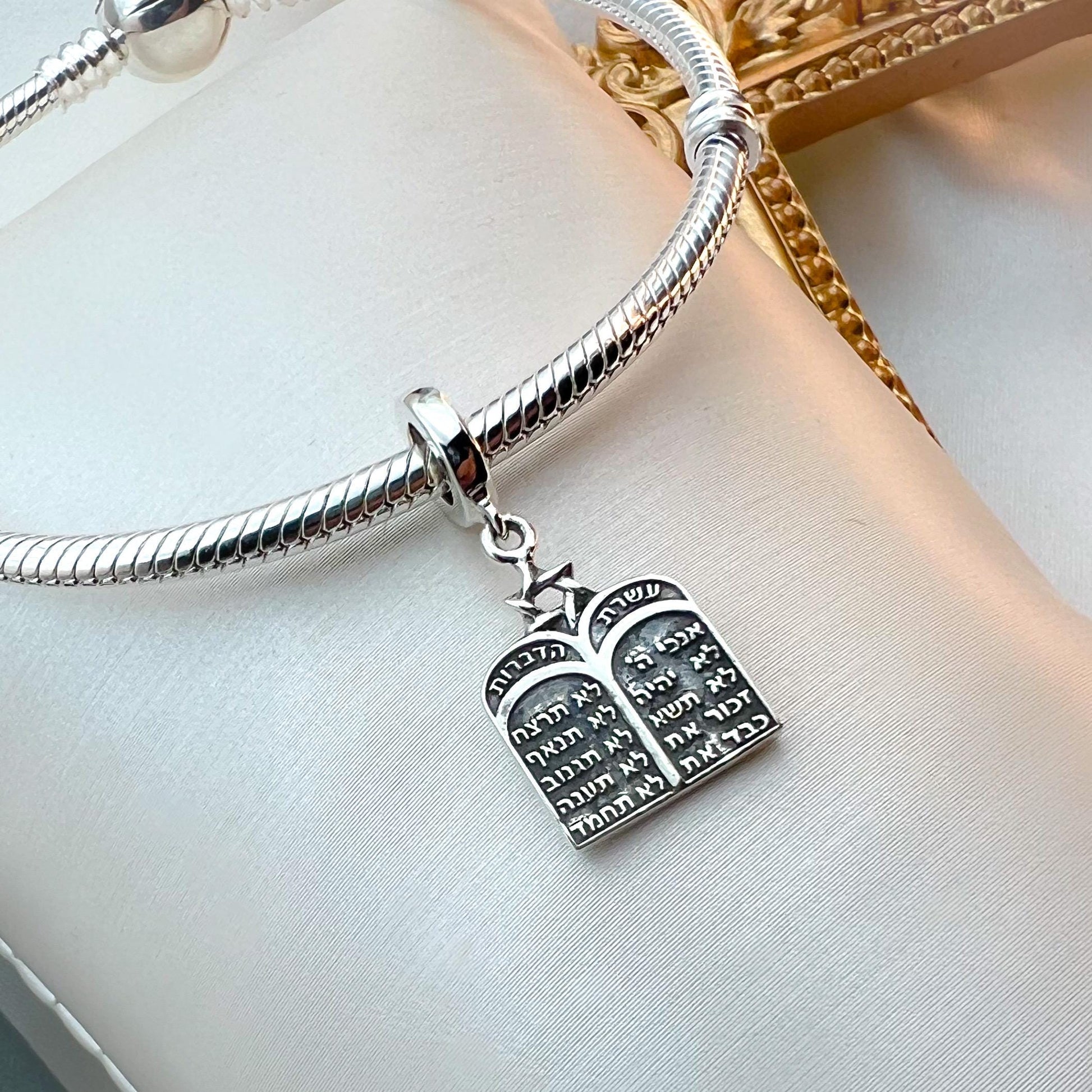 Ten Commandments Charm in Sterling Silver 925 – Perfect for Pandora Bracelets