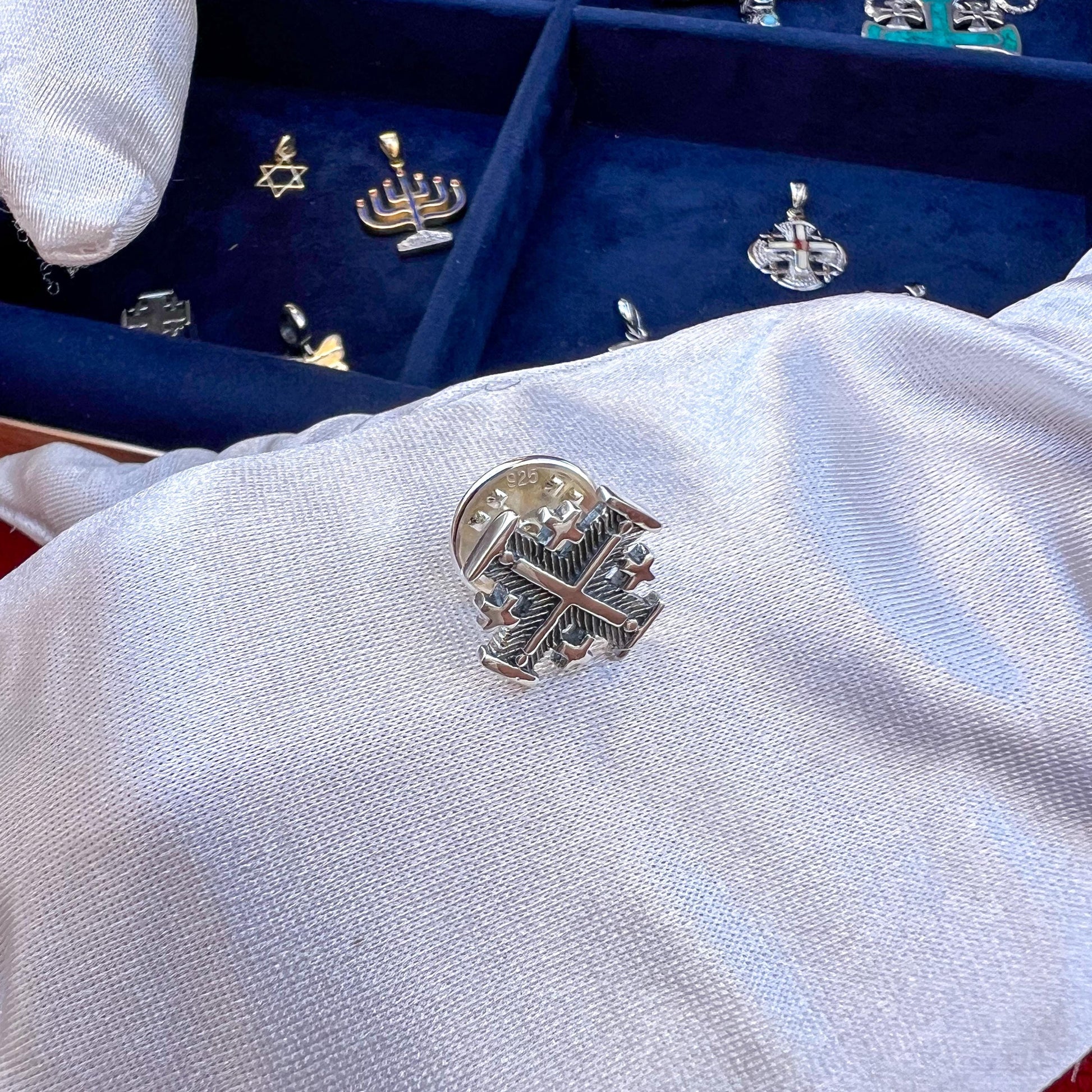 Elegant Jerusalem Cross Pin in Sterling Silver 925 - Spiritual Gift
