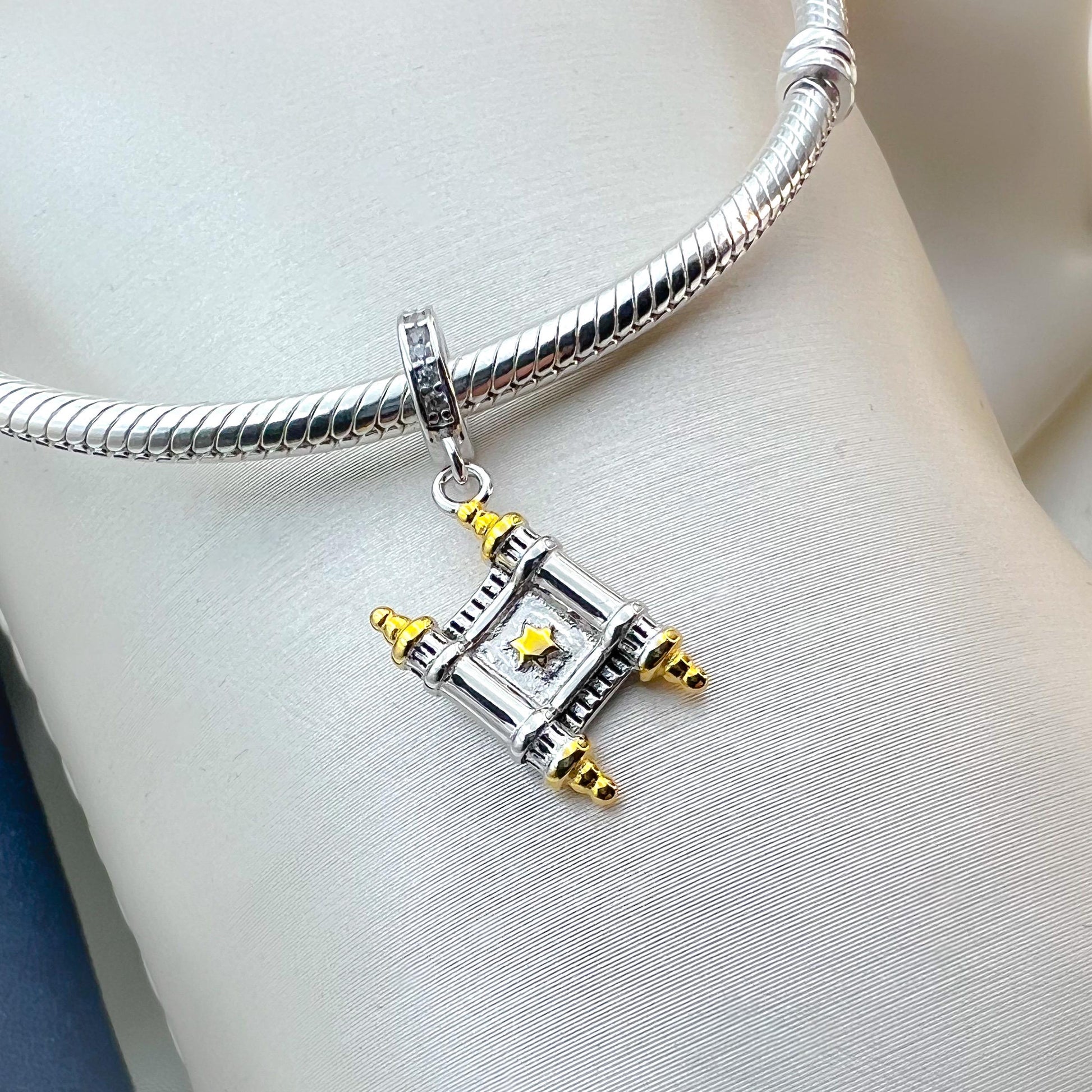 Torah Scroll Charm in Silver 925 and Gold - Perfect for Pandora Bracelets
