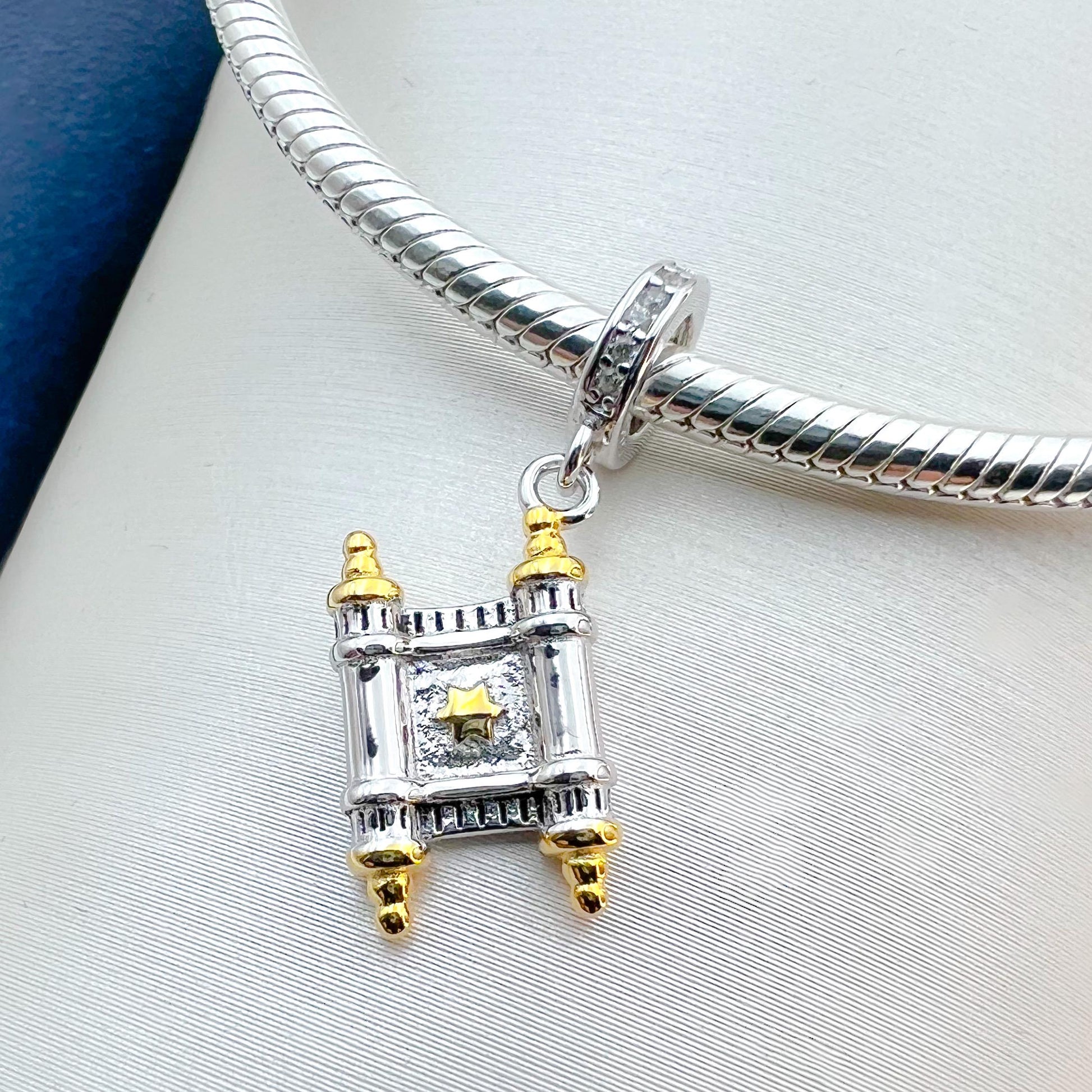 Torah Scroll Charm in Silver 925 and Gold - Perfect for Pandora Bracelets