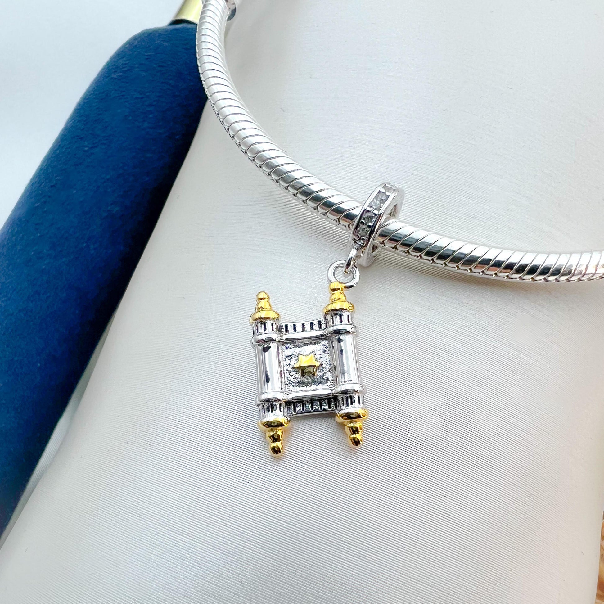 Torah Scroll Charm in Silver 925 and Gold - Perfect for Pandora Bracelets