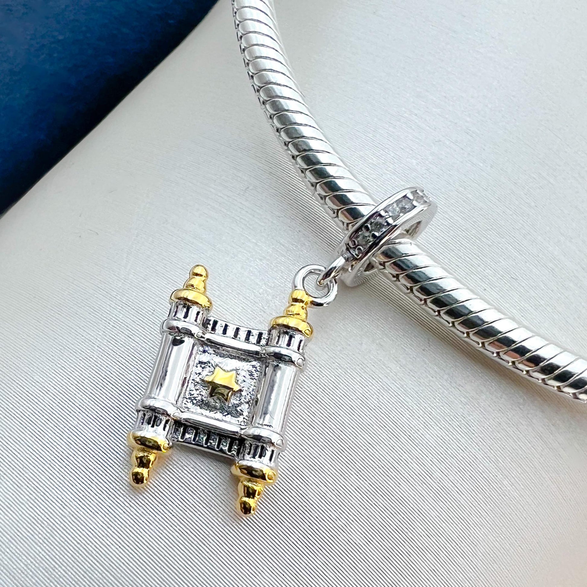 Torah Scroll Charm in Silver 925 and Gold - Perfect for Pandora Bracelets